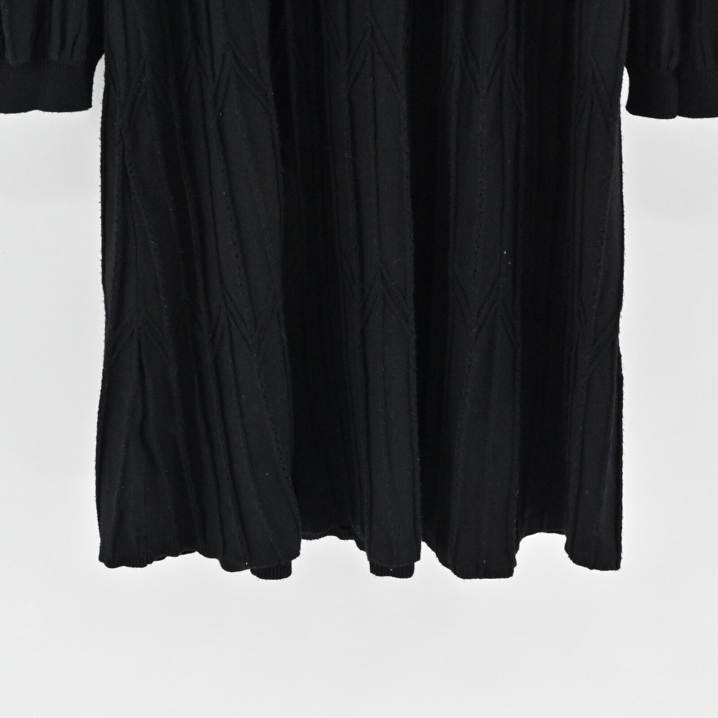DRAPER JAMES Sweater Dress Sz XL Black Pleated Mock Neck Puff Sleeve Retro RSVP