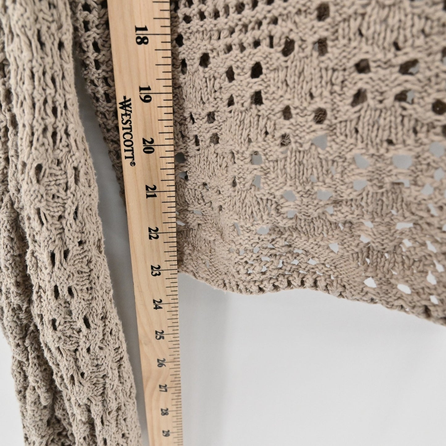 Free People Sweater Womens Large Tan Yellow Open Knit Pullover Boho Lightweight