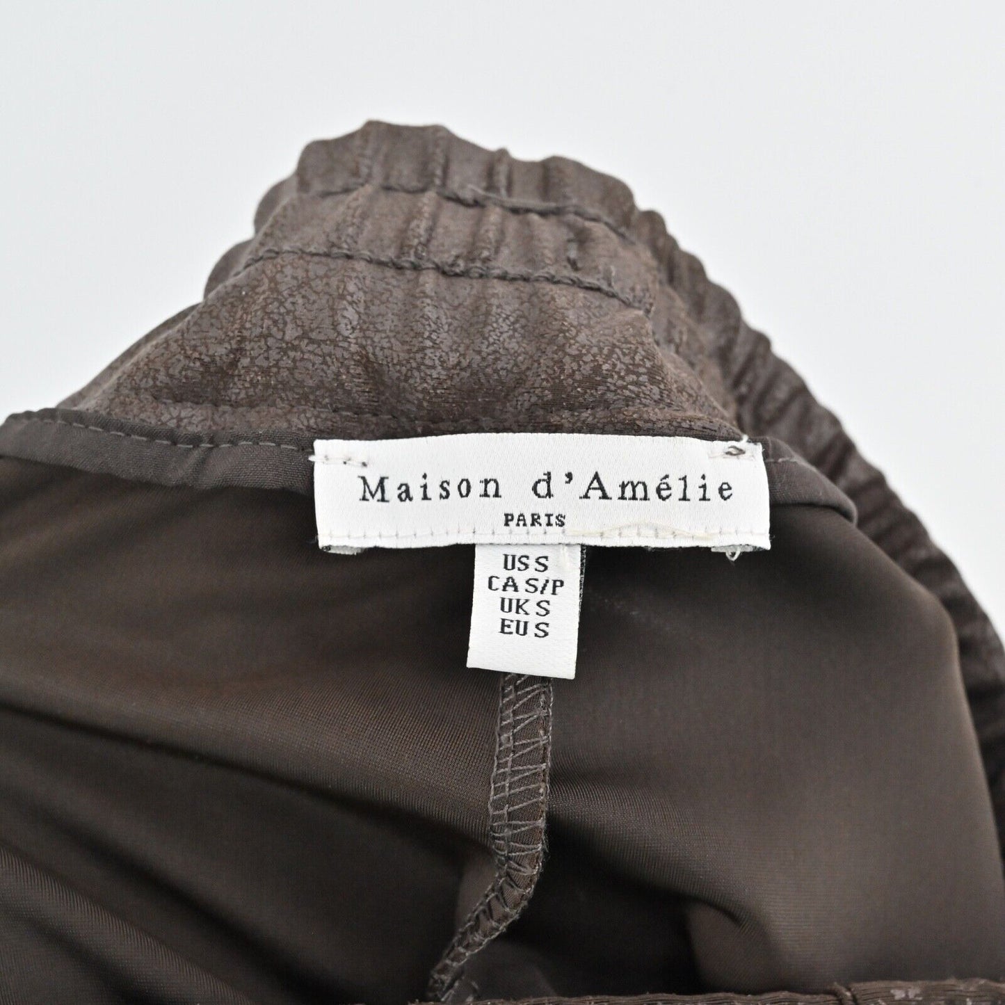 MAISON D AMELIE Pants Womens Sz S Brown Faux Leather High Rise Drawstring Jogger