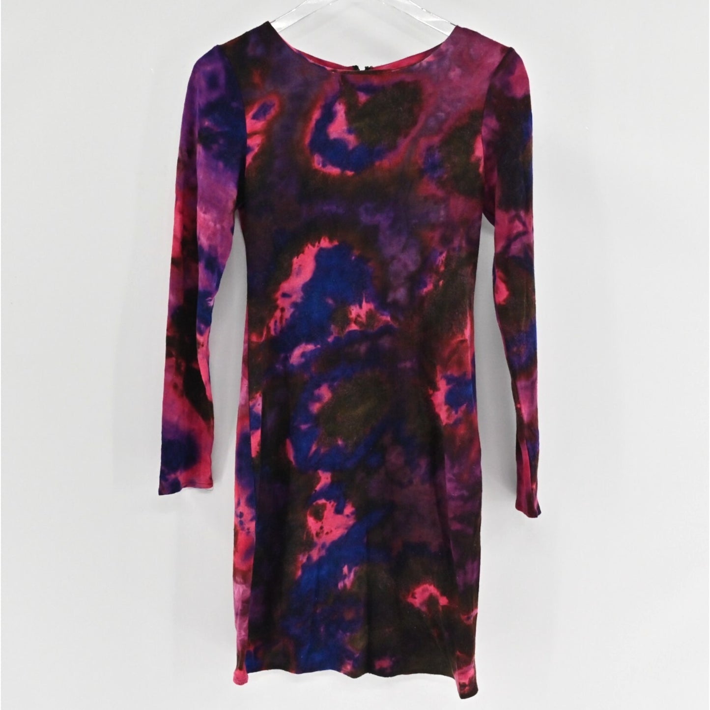 ALICE OLIVIA Womens Long Sleeve Knit Dress Sz S Pink Purple Floral Dopamine Mini