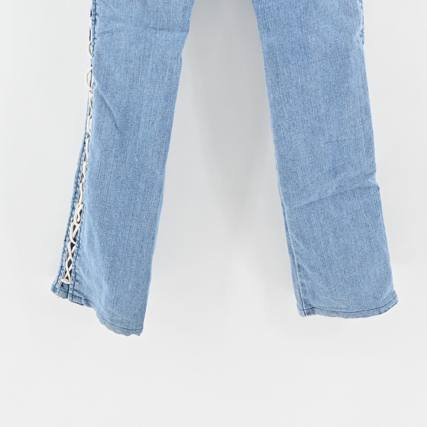 ANDREW CHARLES Jeans Sz 26 Corset Light Wash Lace Up Low Rise Flare Leg Retro