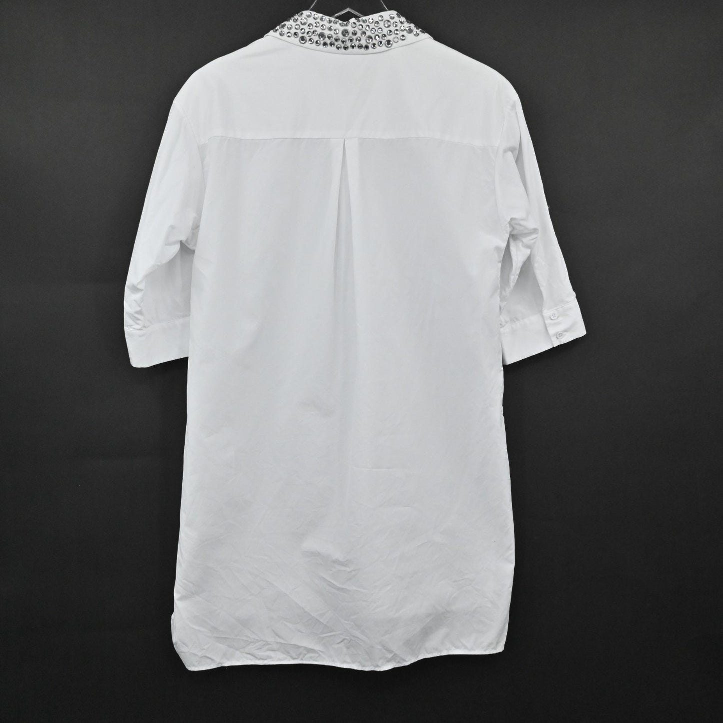 ALICE OLIVIA Womens Rhinestone Collar Top Size S Western White Cotton Blouse