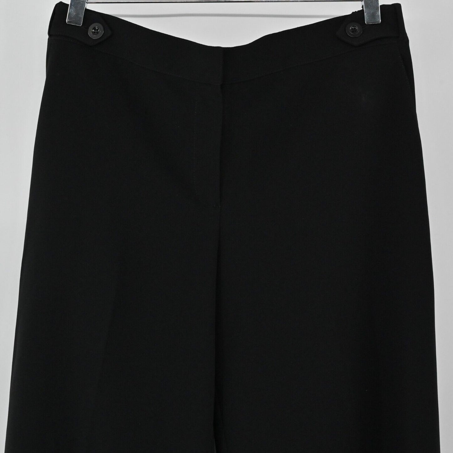 ST JOHN Pants Womens Size 10 Black Trouser Wide Leg High Rise Classic Business
