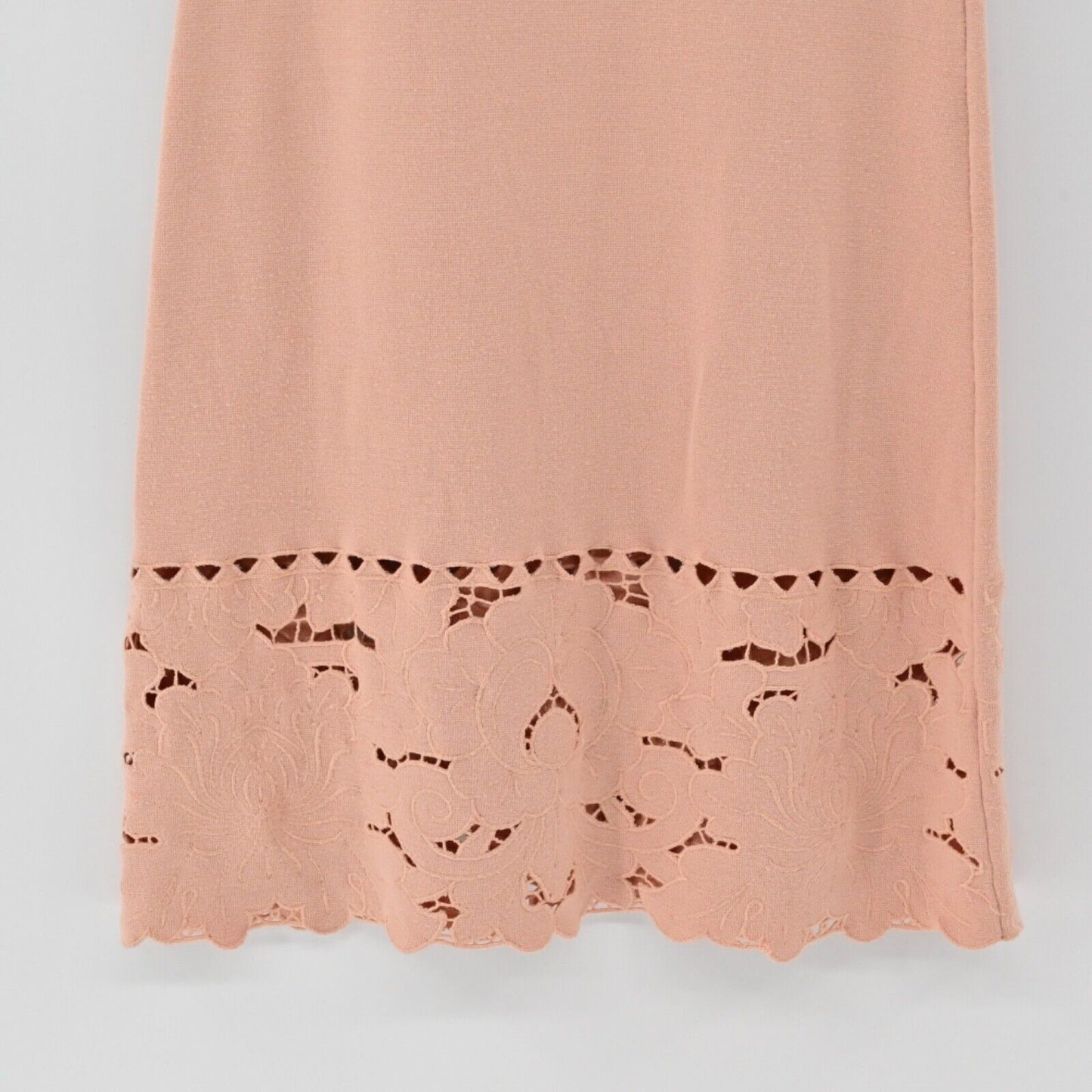 ANN TAYLOR Dress Womens Sz S Pink Knit Floral Embroidered Eyelet Sheath Capsule