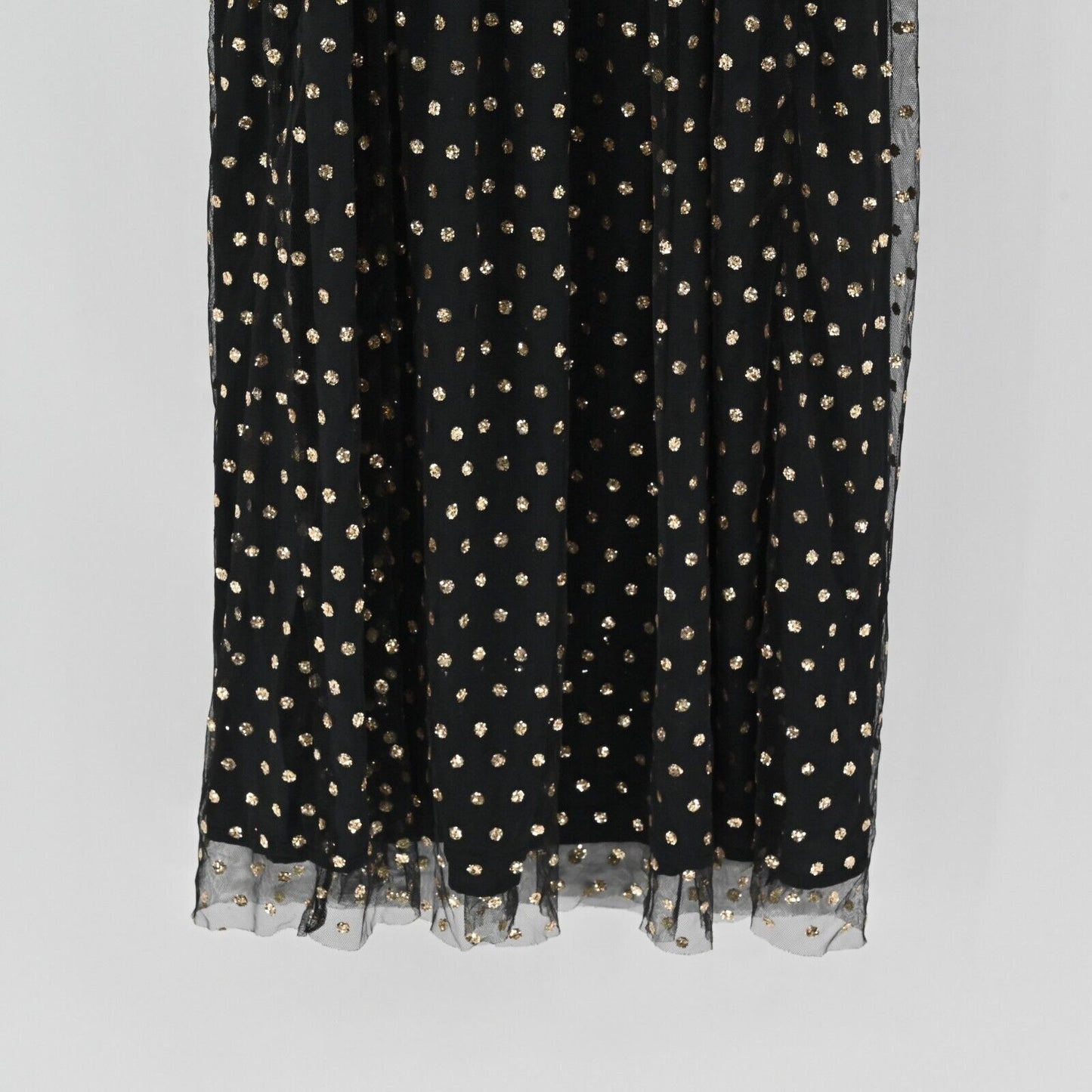 MODCLOTH Dress Womens Size L Another Brilliant Polka Dot Black Gold Tie Shoulder
