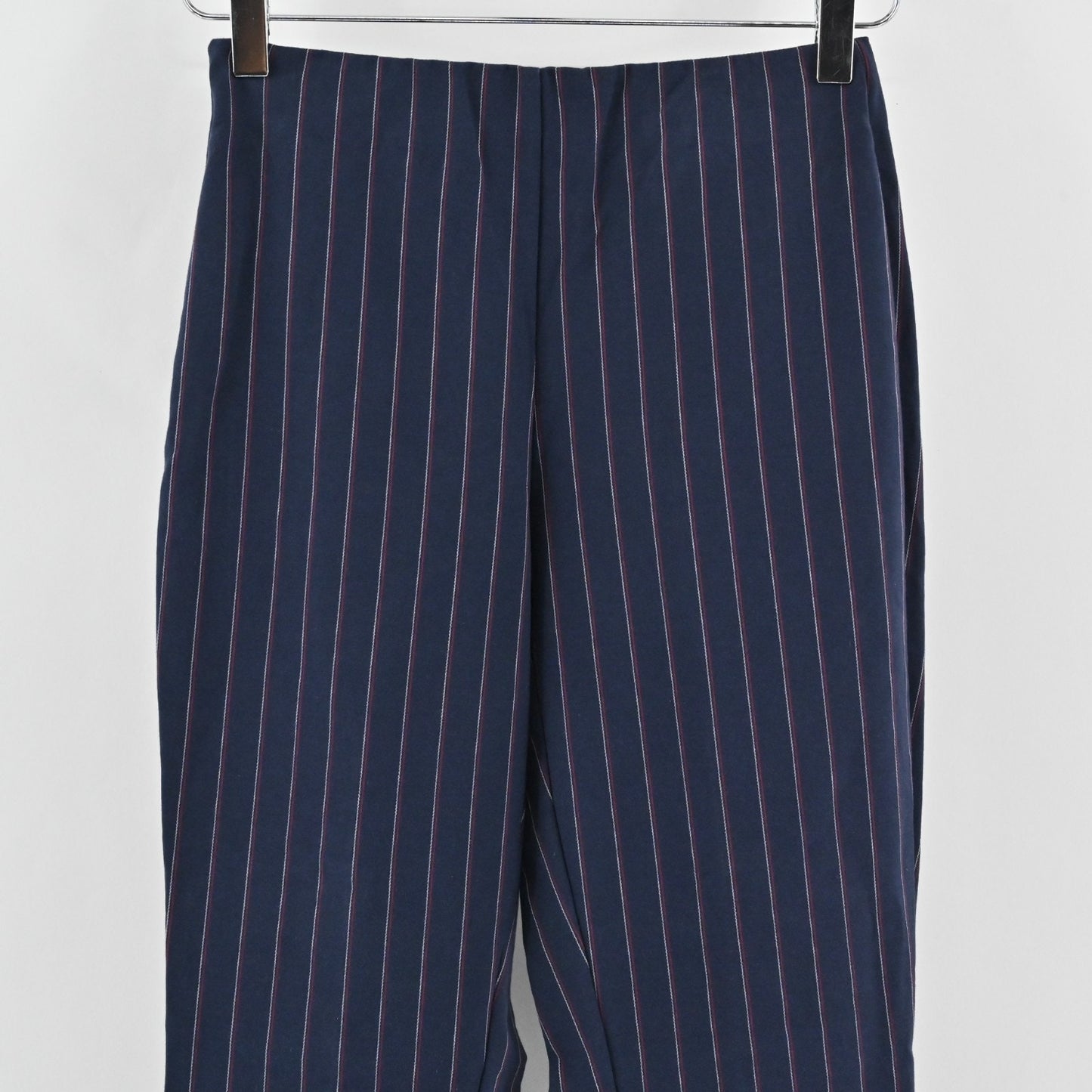 Rag Bone Womens Simone Red Navy Pinstripe Pants Size 2 Skinny Leg Side Snap