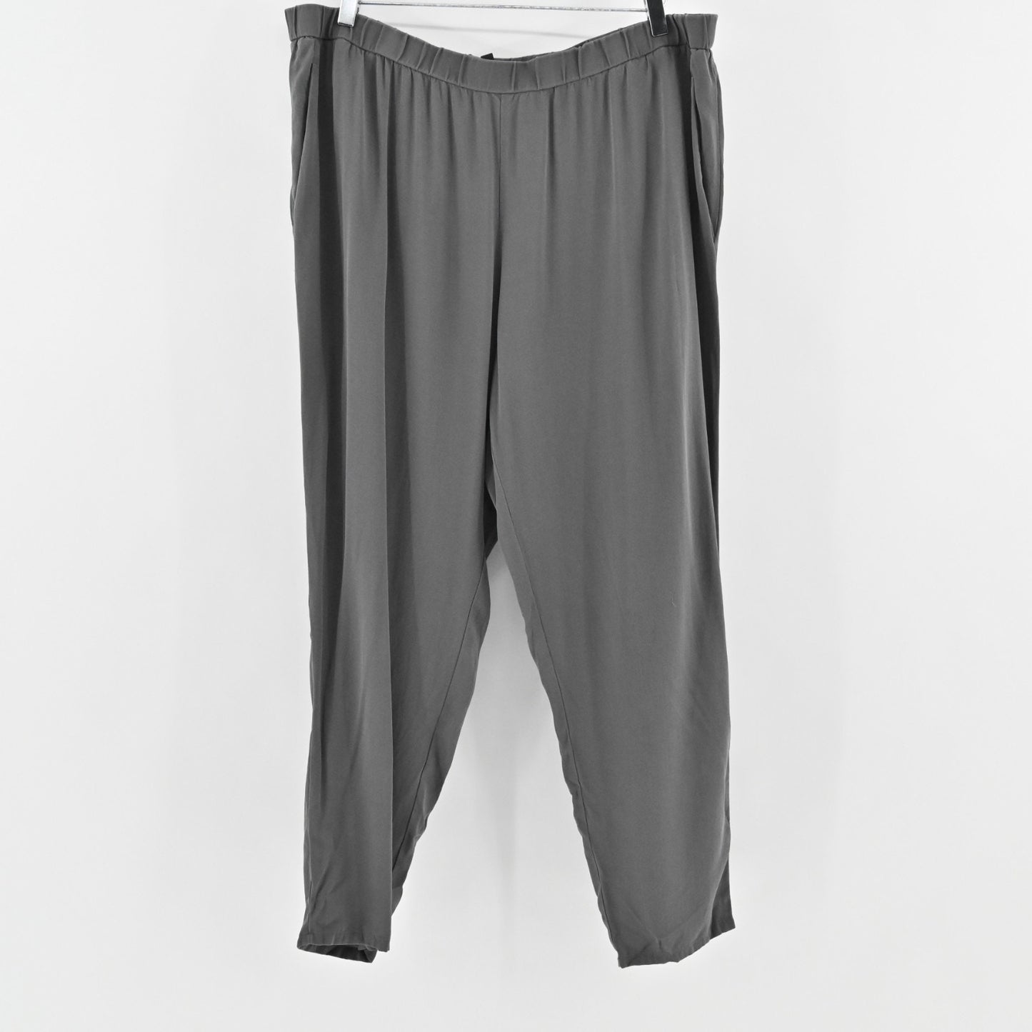 Eileen Fisher Womens Gray Silk Chiffon Pants Size XL High Rise Tapered Leg