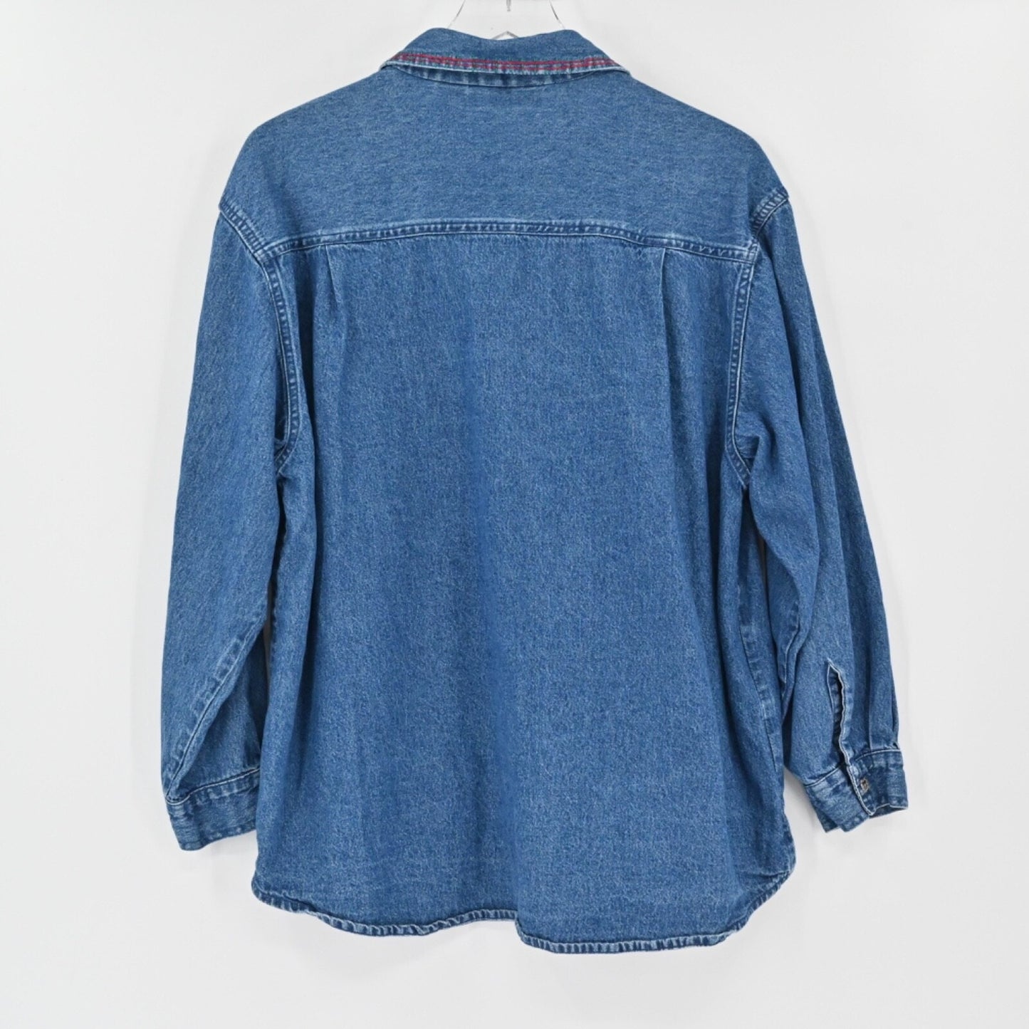 Vtg Christmas Denim Top Womens Size 1X Rudolph Holiday Chambray 90s Dress Barn
