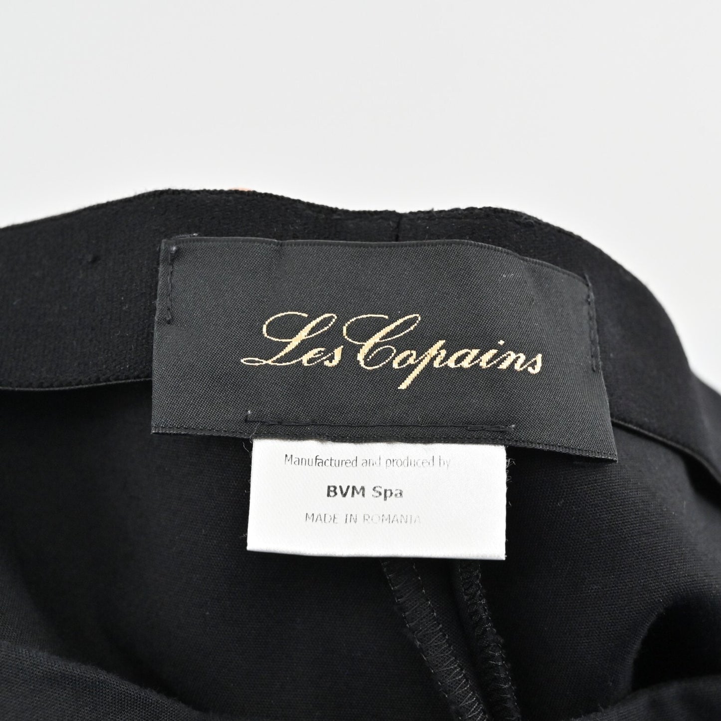 LES COPAINS Pants Womens Size 46 Black Pull On Stretch Slim Straight Leg Office