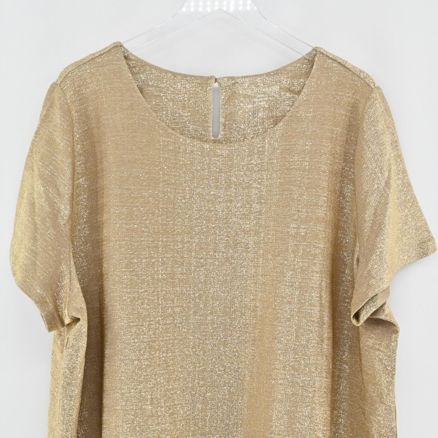 New JESSICA LONDON Gold Top Womens Plus Size 26/28 Metallic Blouse Champagne