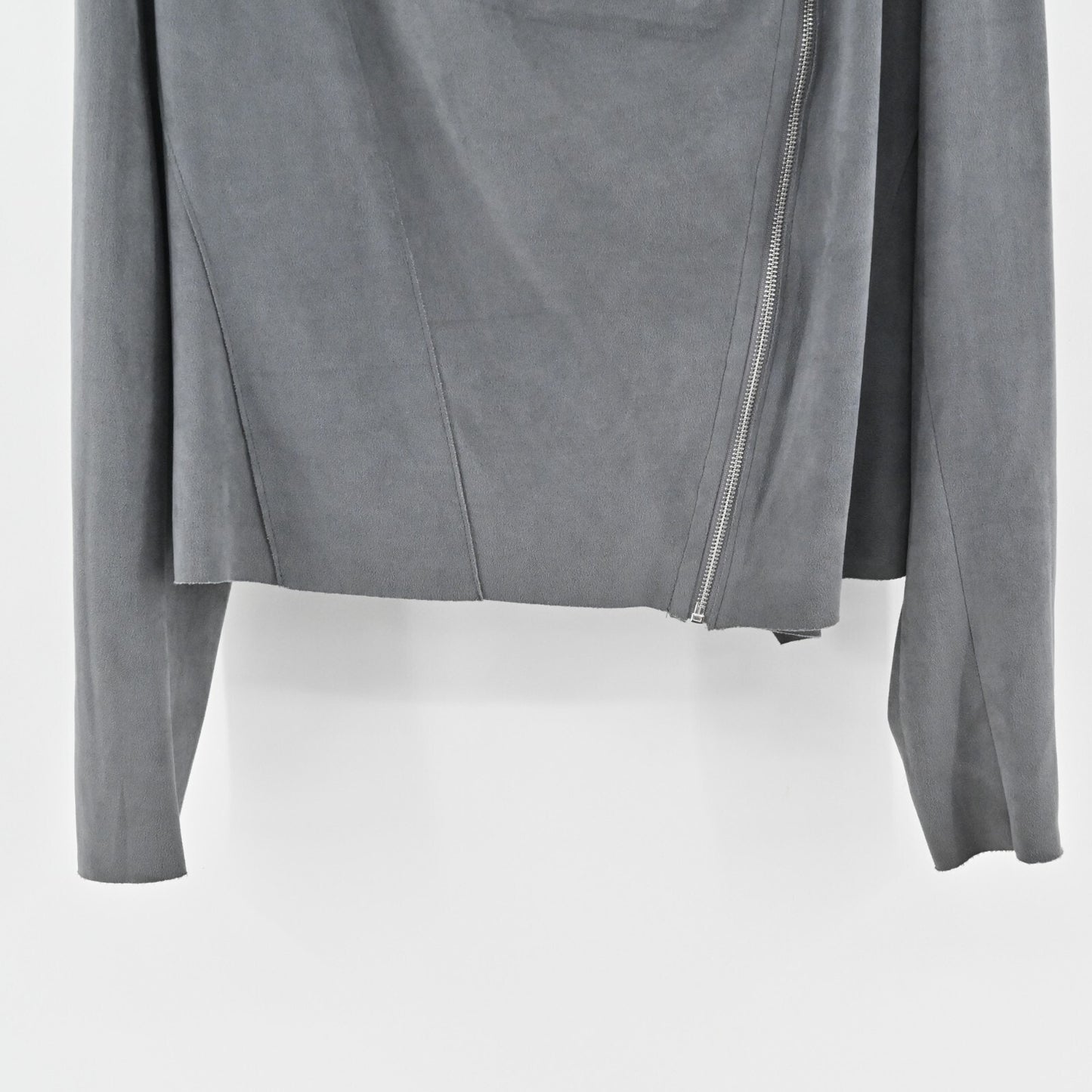 BLANKNYC Jacket Womens Size XXL Faux Suede Silver Screen Gray Moto Full Zip