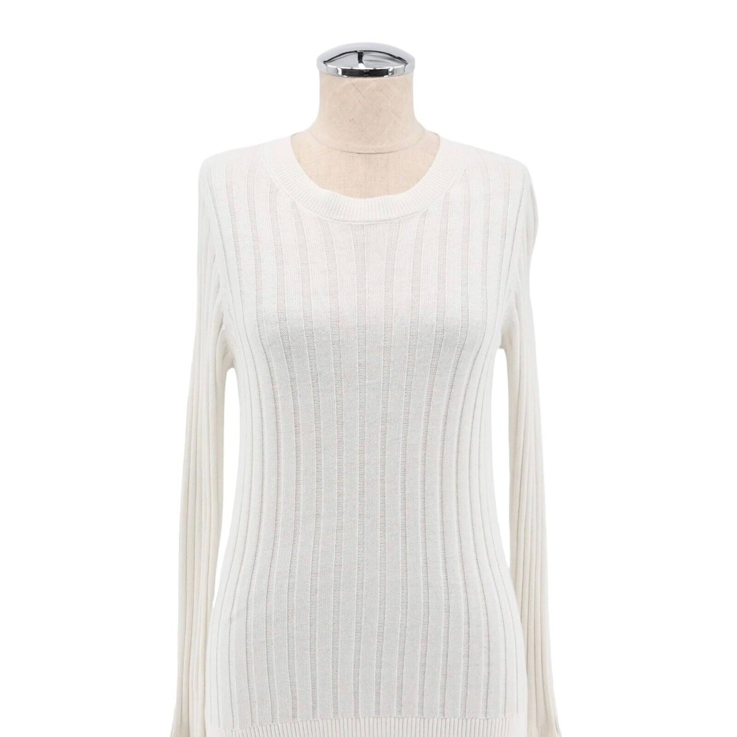 A NEW DAY Sweater Womens Sz XS White Crew Neck Long Sleeve Ribbed Knit Neutrals
