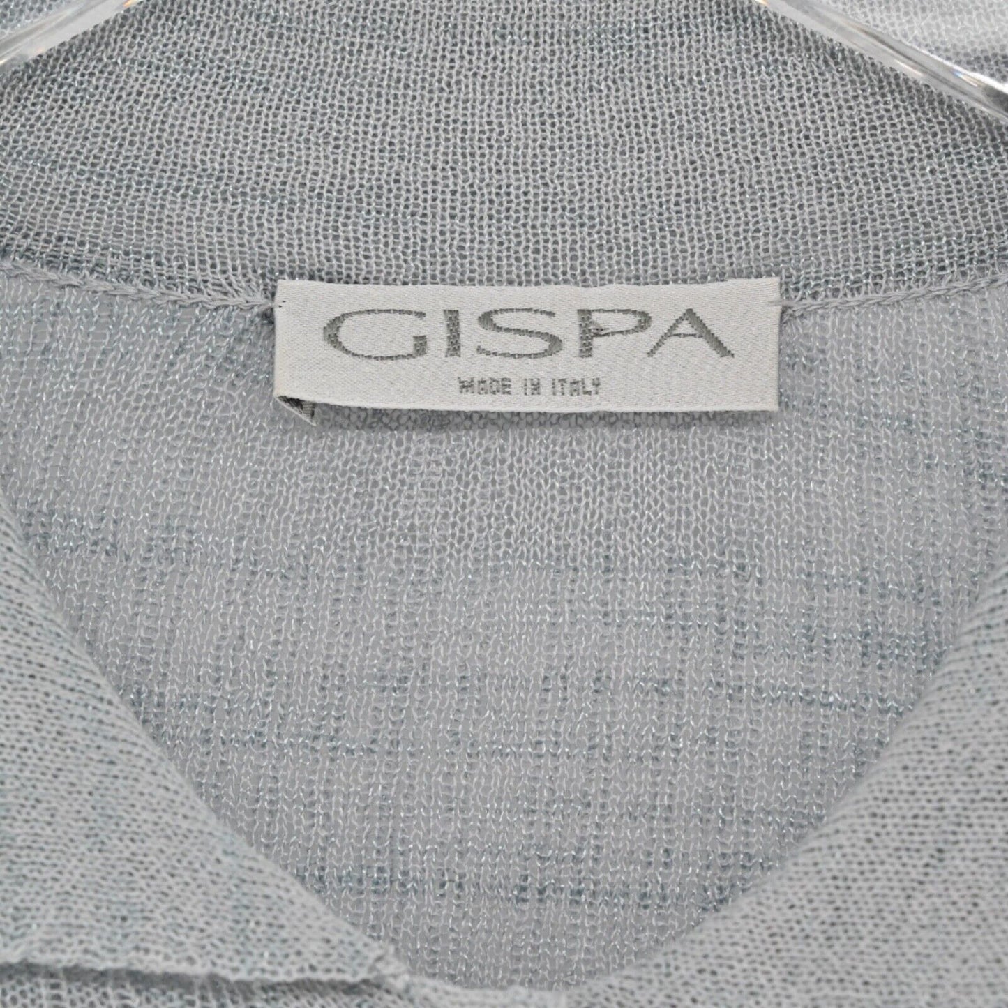 Vtg GISPA Top Womens Sz M Gray Ribbed Knit Pocket Button Up Italy Retro 00s Y2K