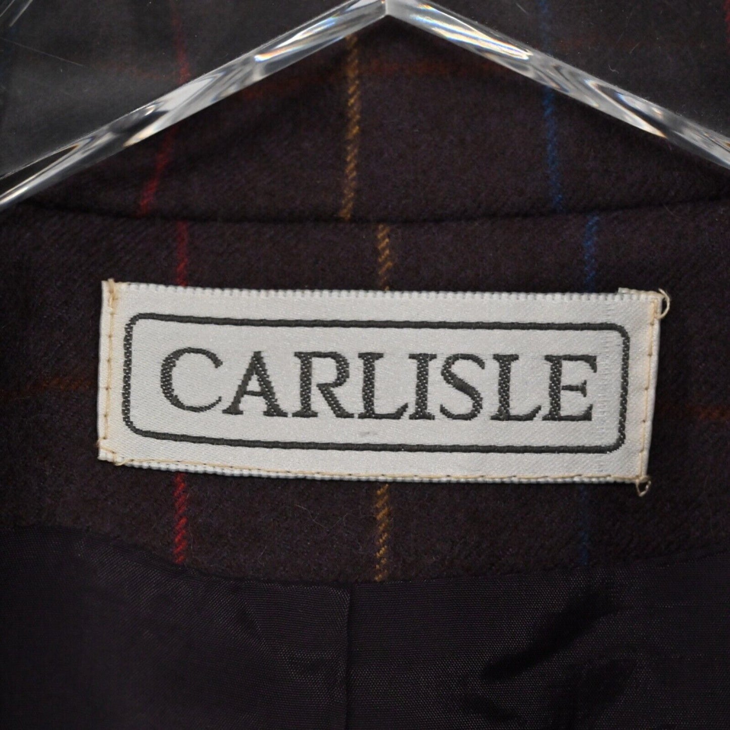 Vtg CARLISLE Blazer Womens Sz 6 Purple Windowpane Plaid Crop Double Breasted 80s