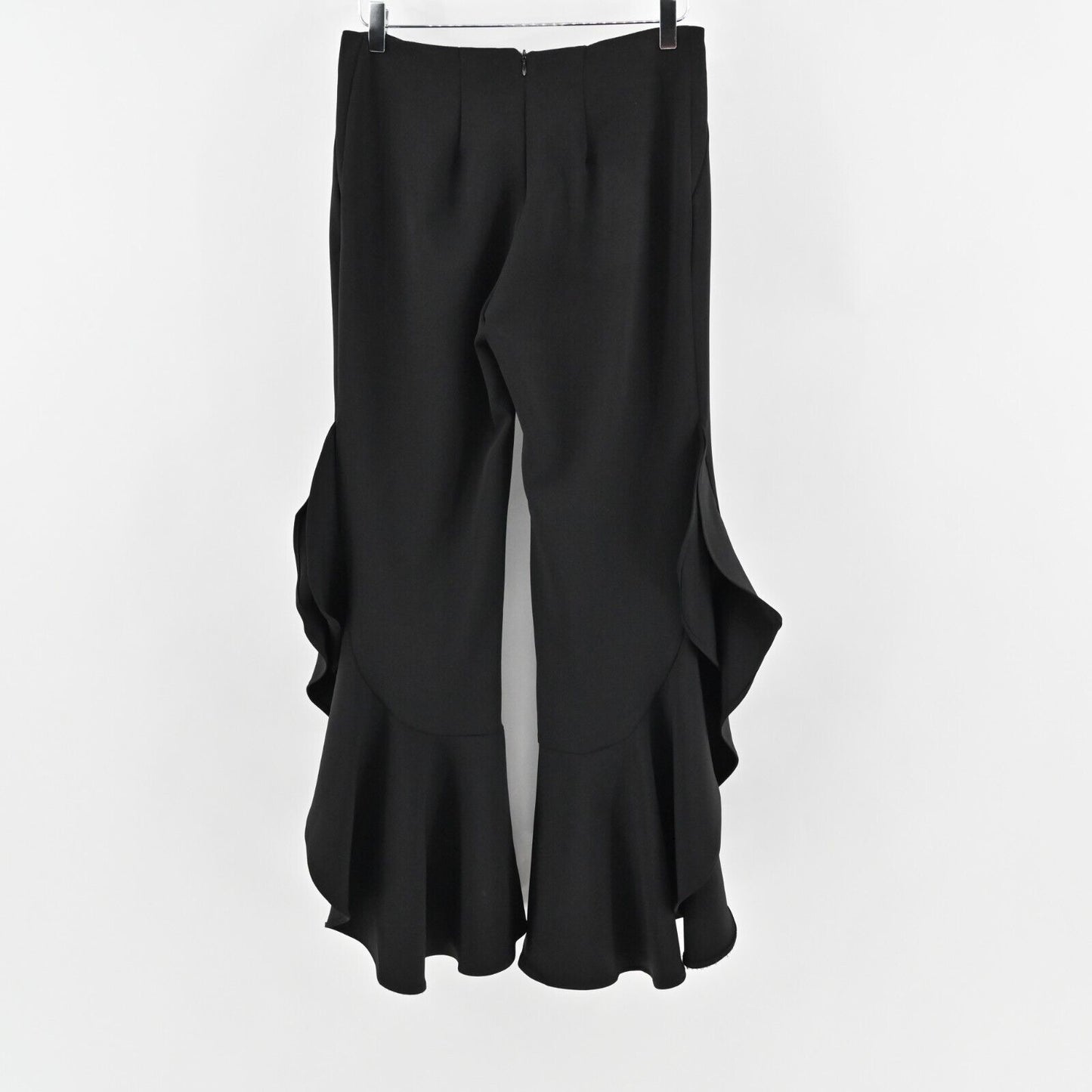 ALBERTO MAKALI Pants Womens Sz 8 Black Ruffle Hem Disco Selena Retro Whimsigoth
