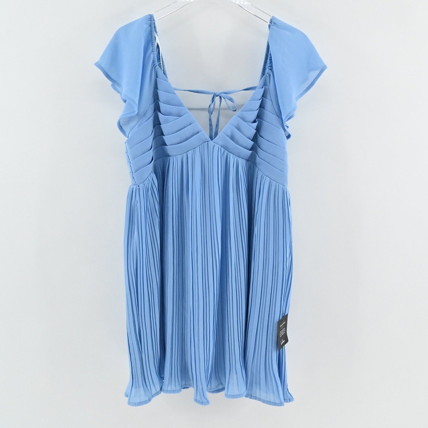 Lulus Womens Pleated Babydoll Dress Size XL Light Blue Romantic Flowy VNeck NEW