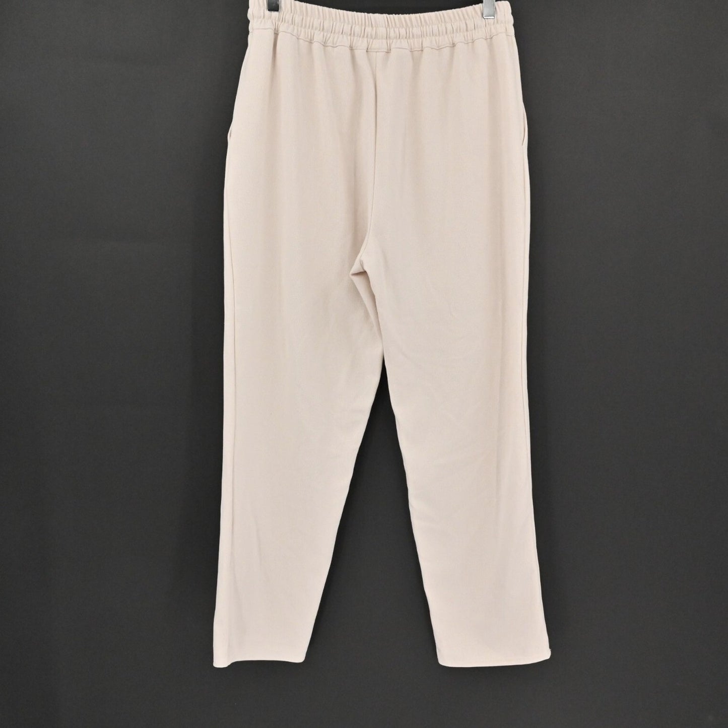 ZARA Womens Pull On Pants Size M Ivory Drawstring Tapered Minimalist Neutral