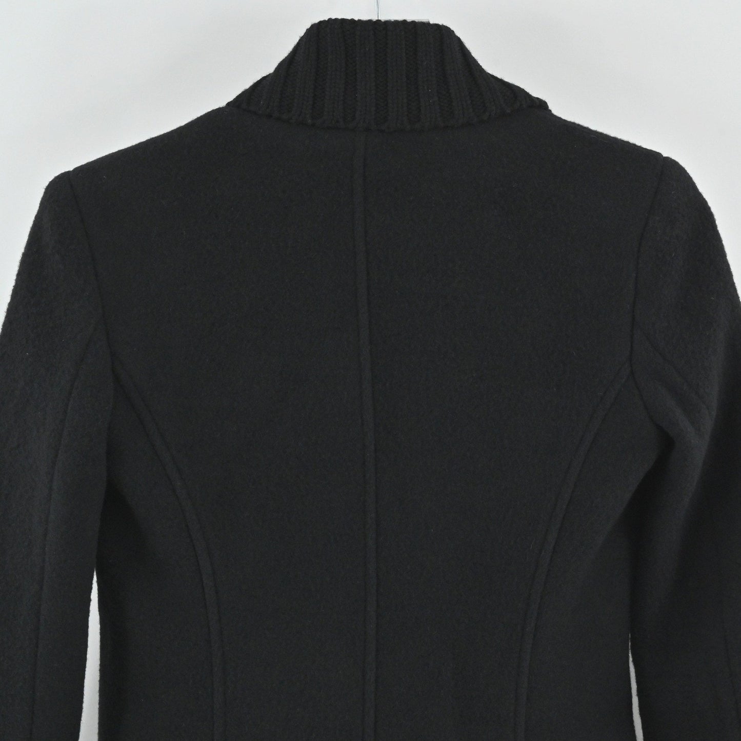 Theory Womens Ponette Jacket Size 0 Wool Cashmere Black Rib Collar Luxury NEW