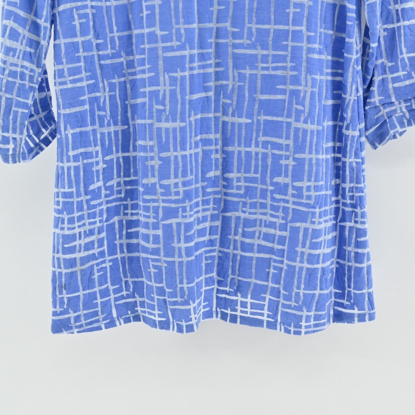 Habitat Womens Tunic Top Size S Blue White Geometric Art to Wear Coastal Casual