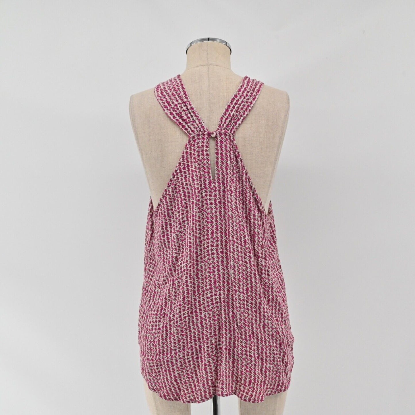 ANTHROPOLOGIE Top Womens Size 14 MAEVE Pink Retro Print Mica Halter Boho Beach