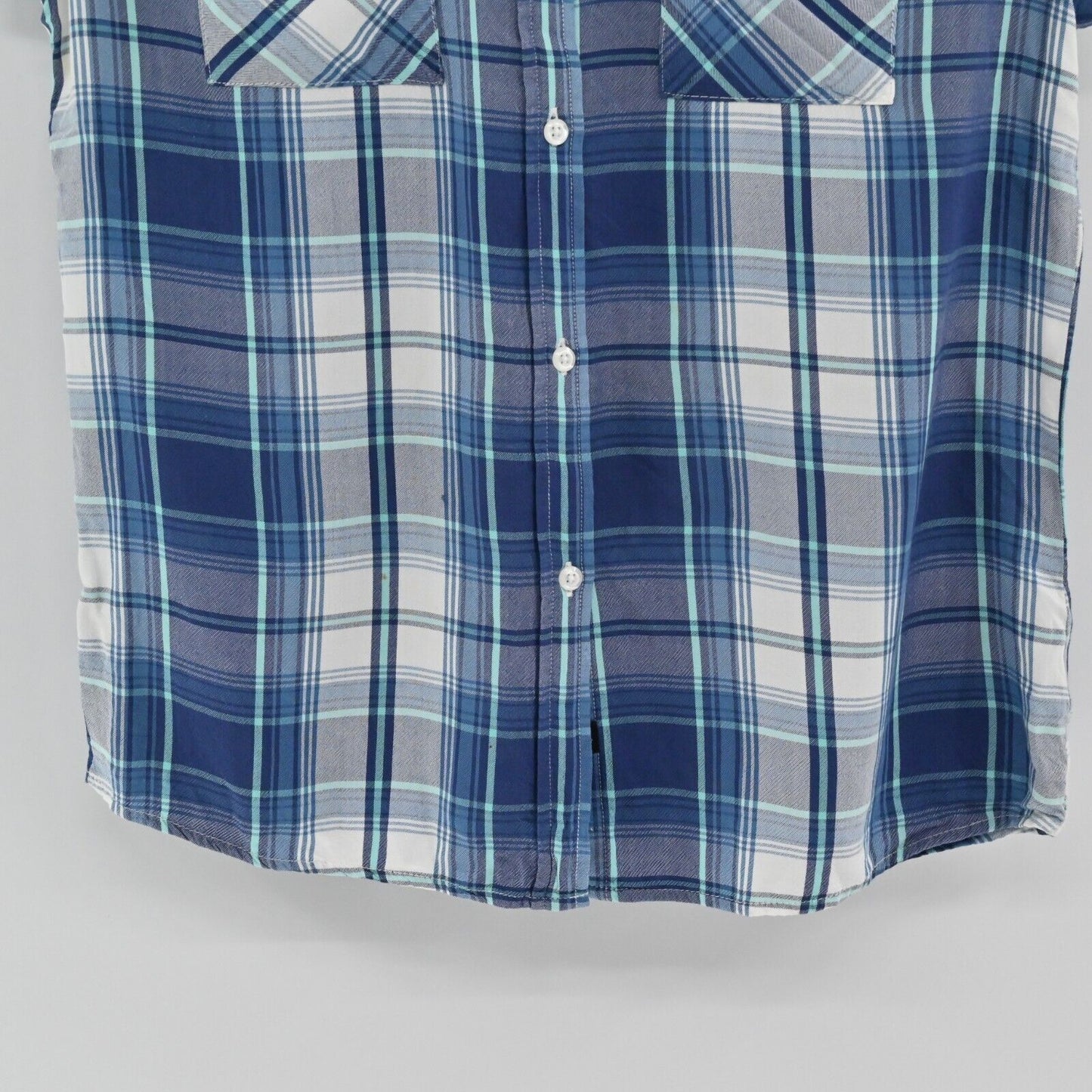 RAILS Top Womens Sz Small Britt Blue White Plaid Sleeveless Button Front Western