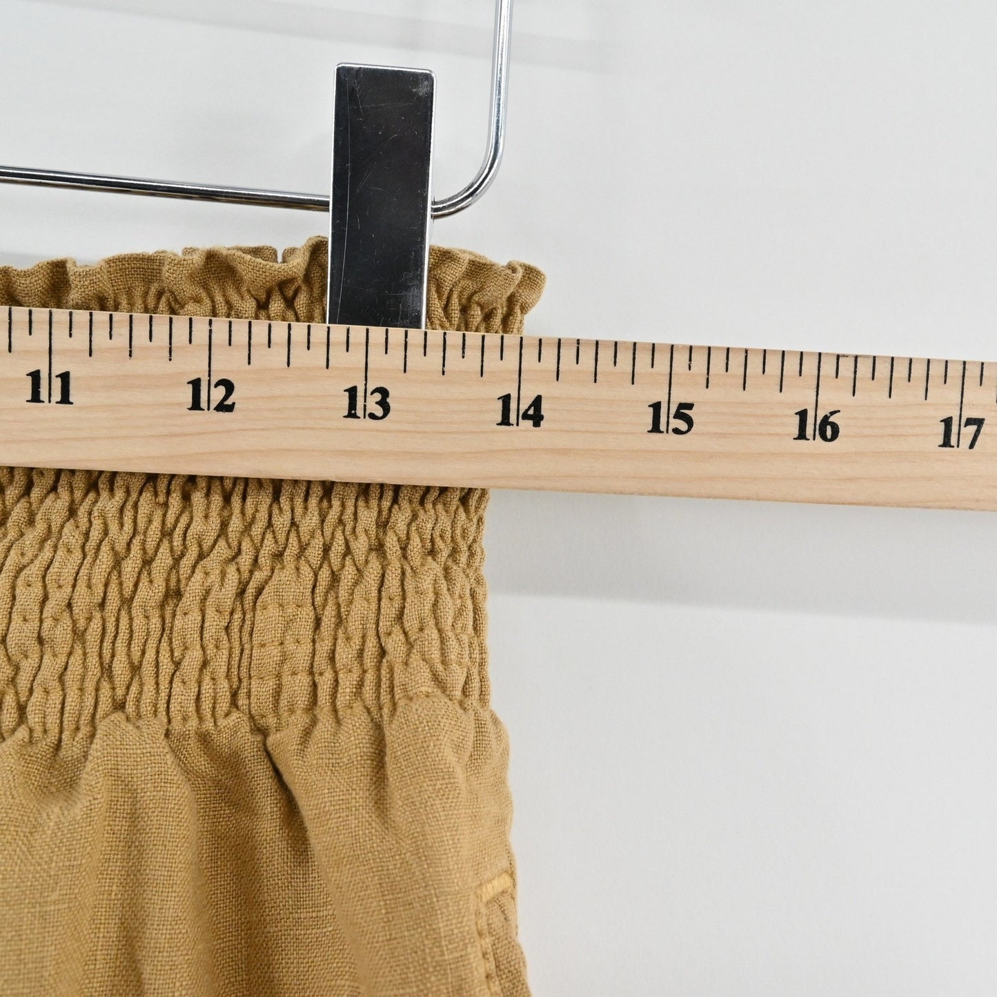 Wrap London Womens Wide Leg Linen Smocked Pants Size 14 Trousers Granola Girl