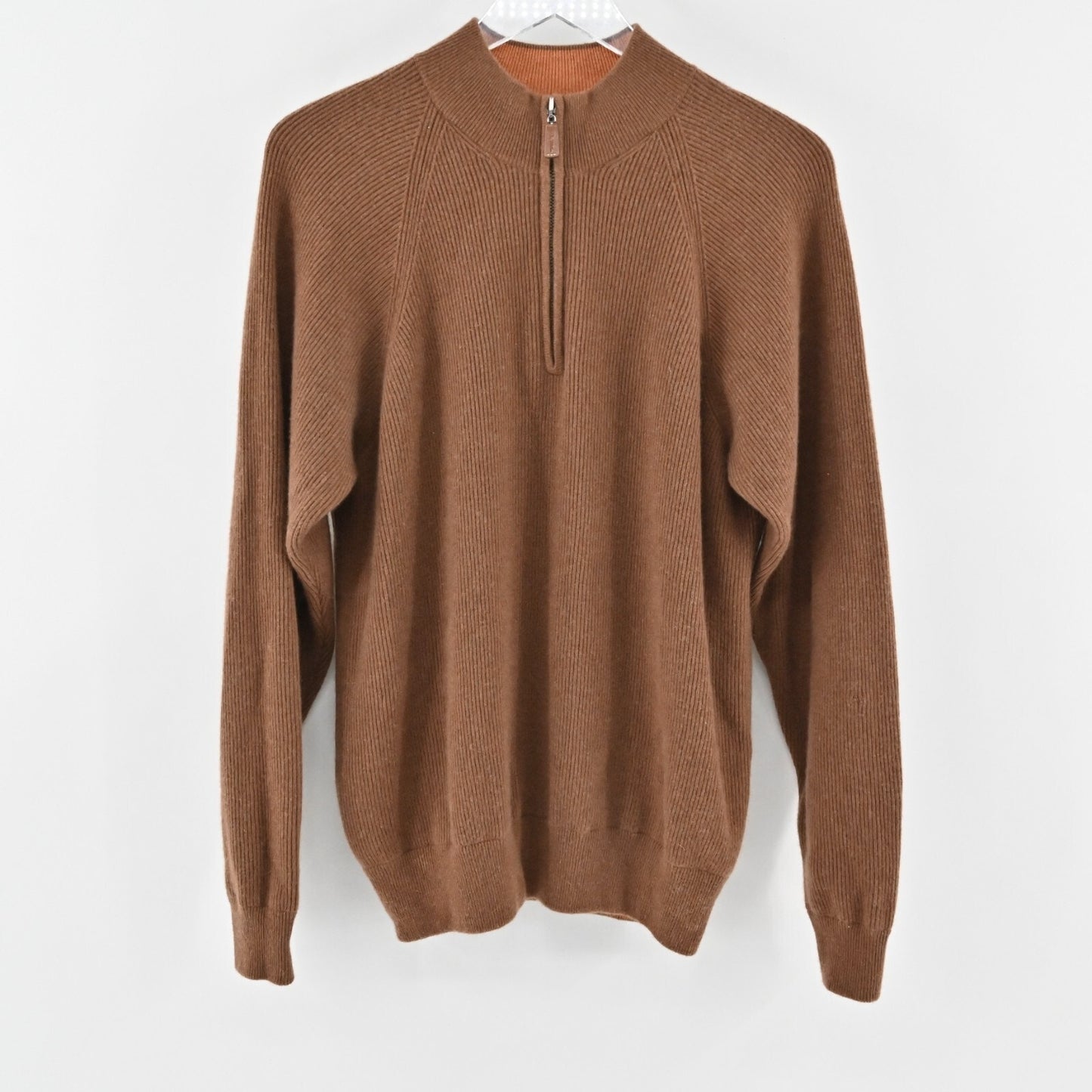 Vtg PETER MILLAR Mens Cashmere Sweater Size M Brown Knit Quarter Zip Casual