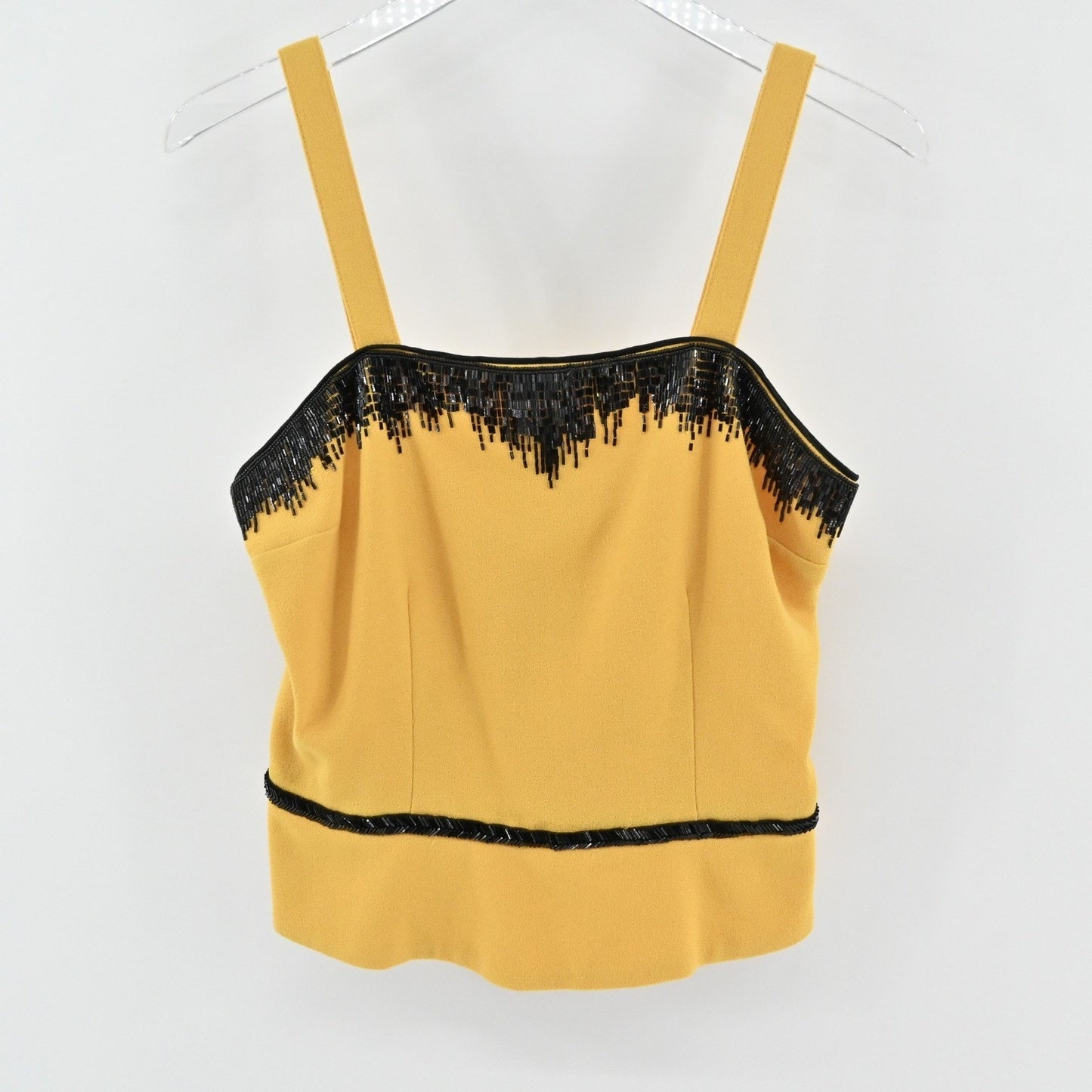 Vtg Nolan Miller Wool Beaded Jacket Tank Set Size 8 Yellow Retro Glam Hong Kong