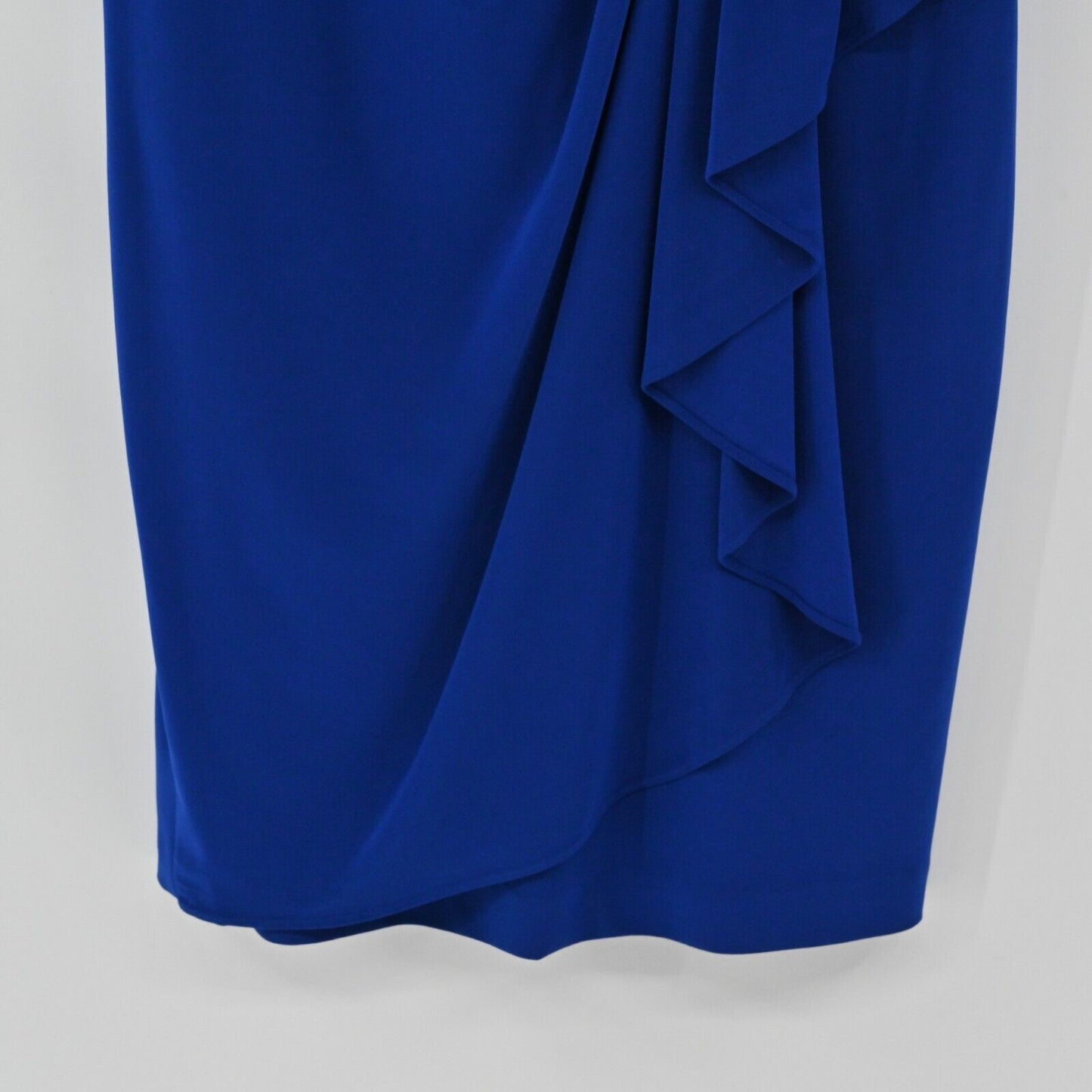 ADRIANNA PAPELL Dress Womens Size 6 Rosette Draped Cascade Solid Indigo Blue