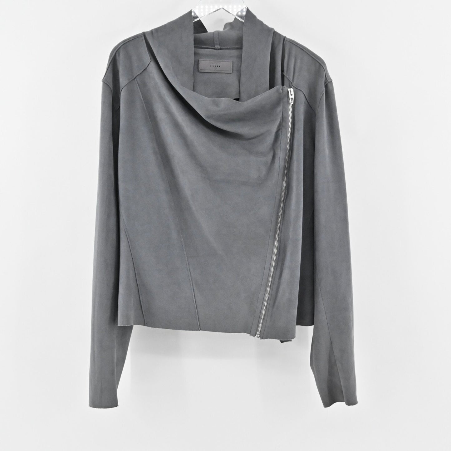 BLANKNYC Jacket Womens Size XXL Faux Suede Silver Screen Gray Moto Full Zip