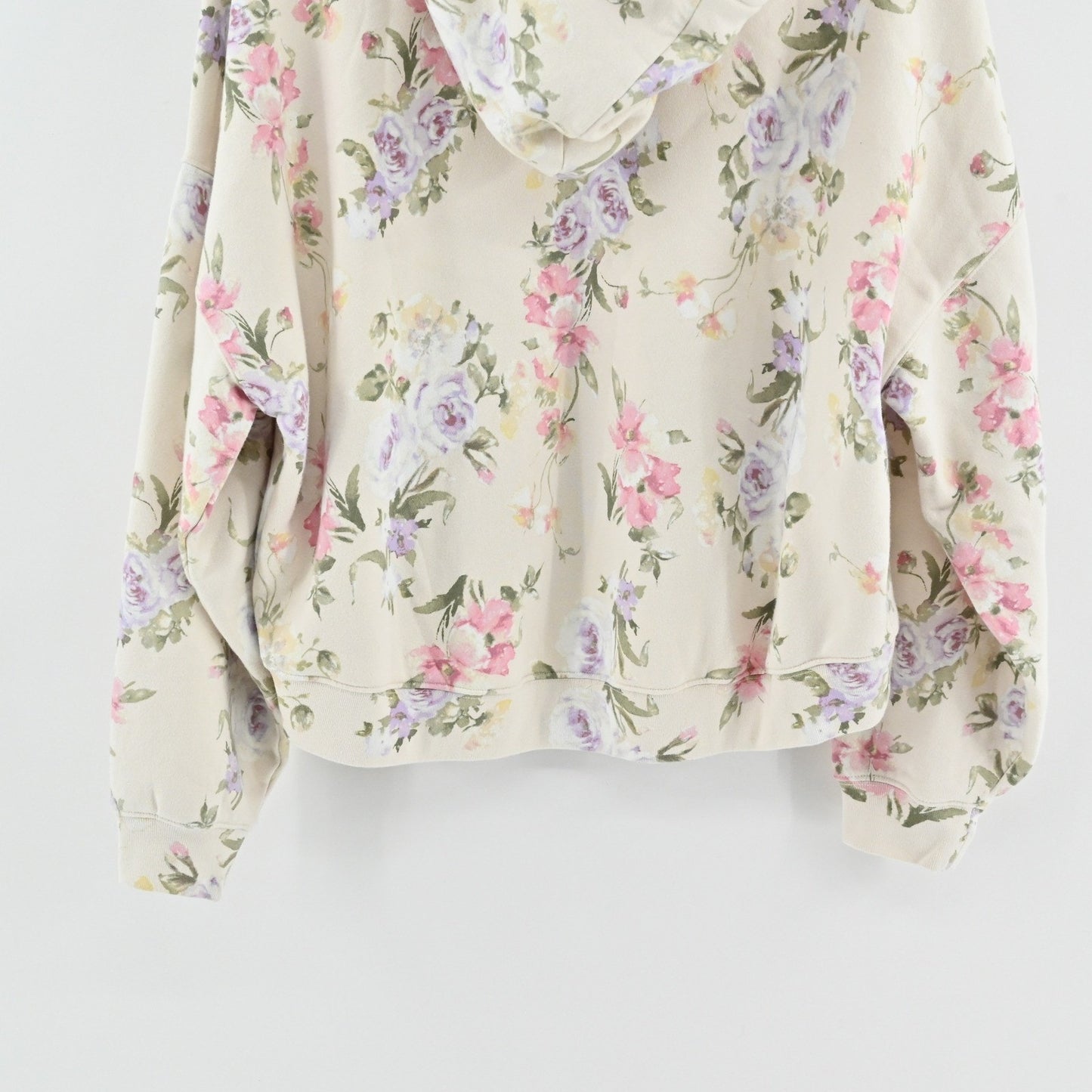 GAP LoveShackFancy Floral Hoodie Womens Size M Cropped Sweatshirt Logo Pullover