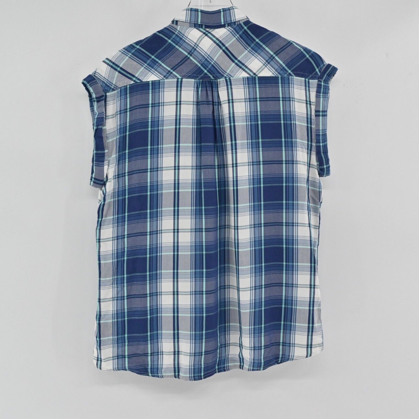 RAILS Top Womens Sz Small Britt Blue White Plaid Sleeveless Button Front Western