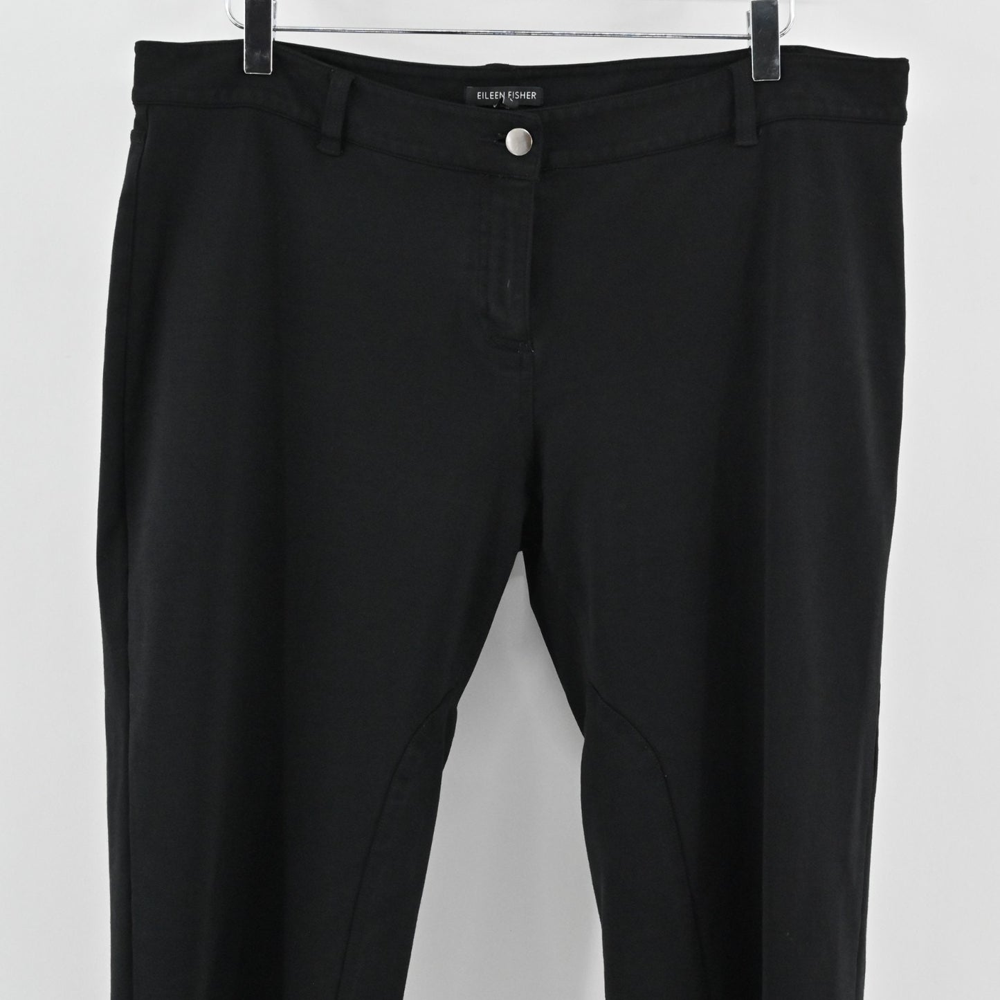 Eileen Fisher Womens Zip Ankle Pants Size L Black Skinny Leg Casual Stretch