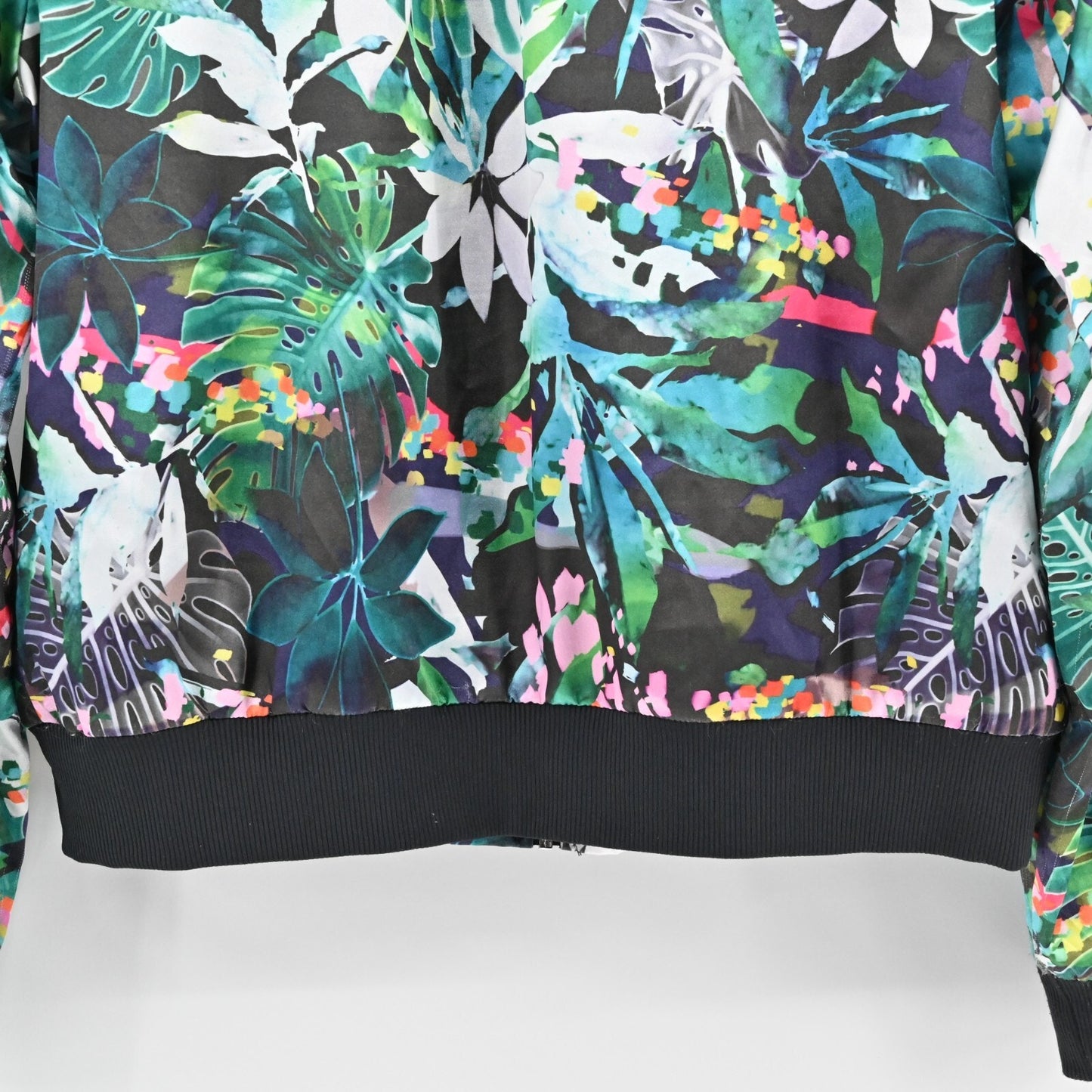 X by GOTTEX Jacket Womens Size L Multi Tropical Punch Print Bomber Activewear