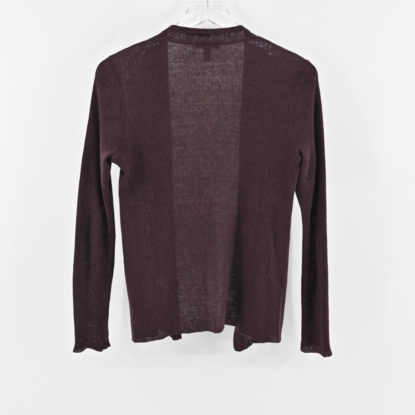 EILEEN FISHER Cardigan Sweater Womens Size PP Dark Burgundy Organic Linen Knit