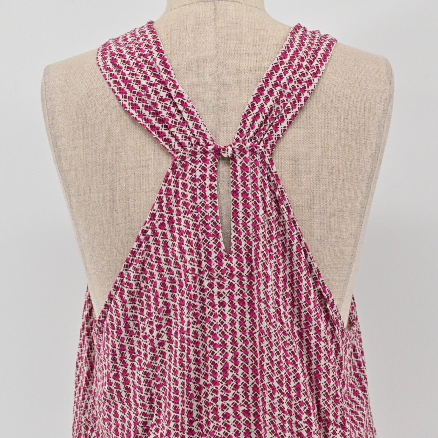 ANTHROPOLOGIE Top Womens Size 14 MAEVE Pink Retro Print Mica Halter Boho Beach