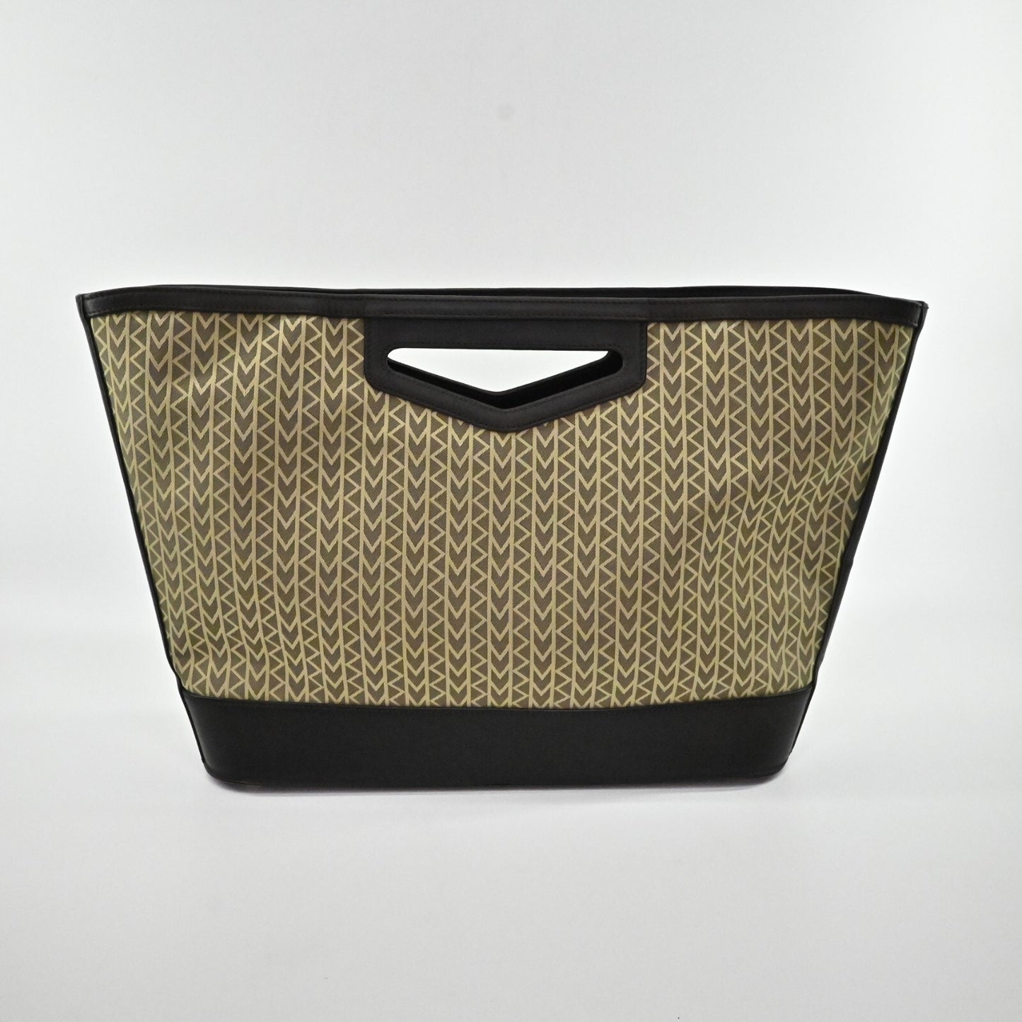 MICHAEL KORS Monogram Bag MK Print Cutout Handle Mixed Media Brown Tan Decoupe