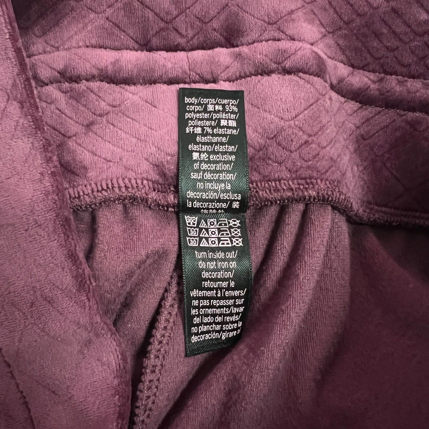 VICTORIAS SECRET Pants Womens XS Maroon Velour Quilted Joggers Loungewear Comfy