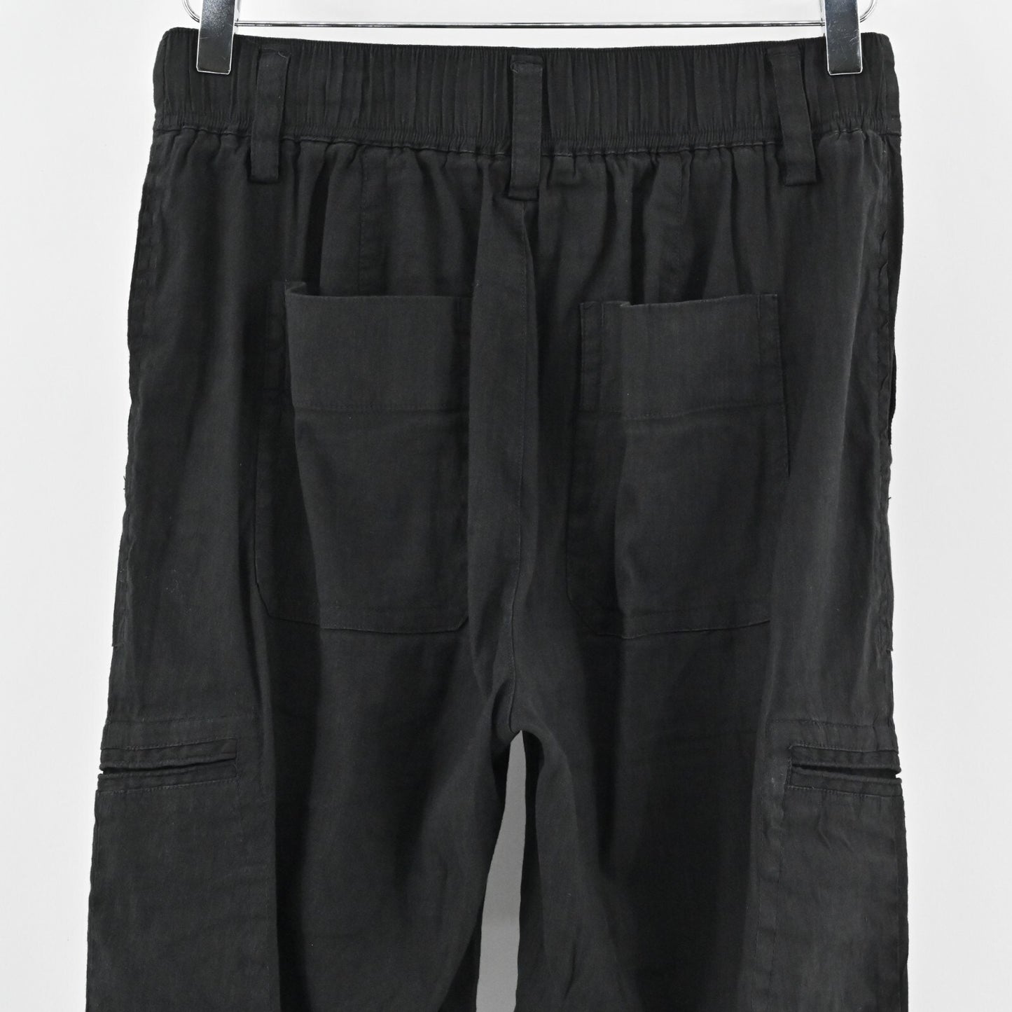 VINCE Pants Womens Size S Cropped Linen Blend Solid Black High Rise Trousers
