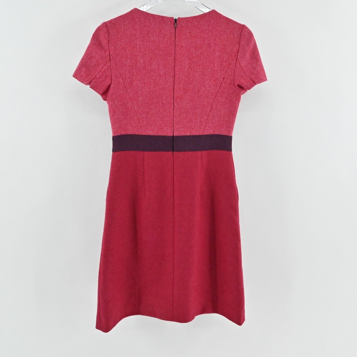 Hobbs London Womens Wool Short Sleeve Dress Size 4 Red Pink Classic Workwear