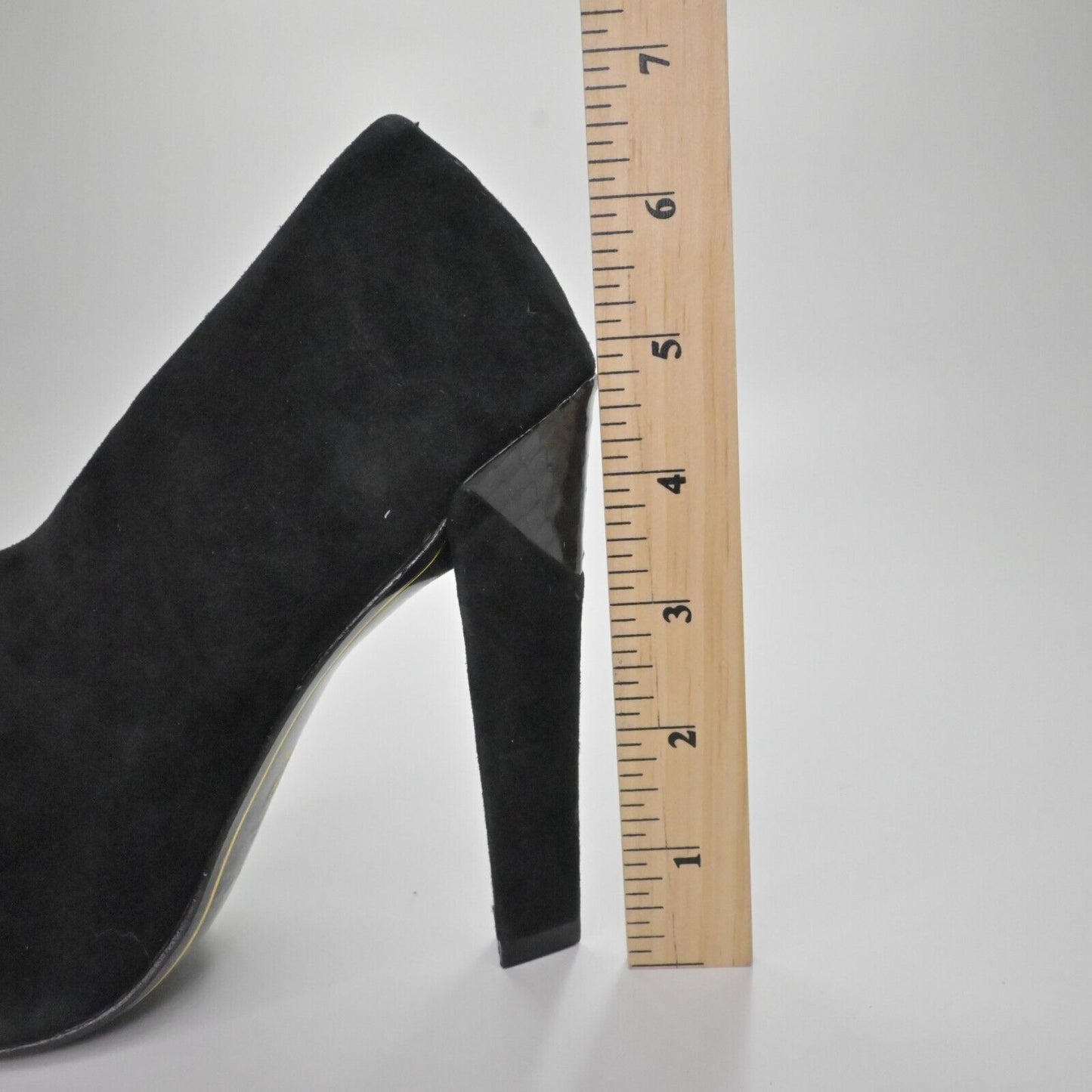 Vtg CHARLES JOURDAN Heels Womens Size 8 Black Suede Snakeskin Embossed Peep Toe