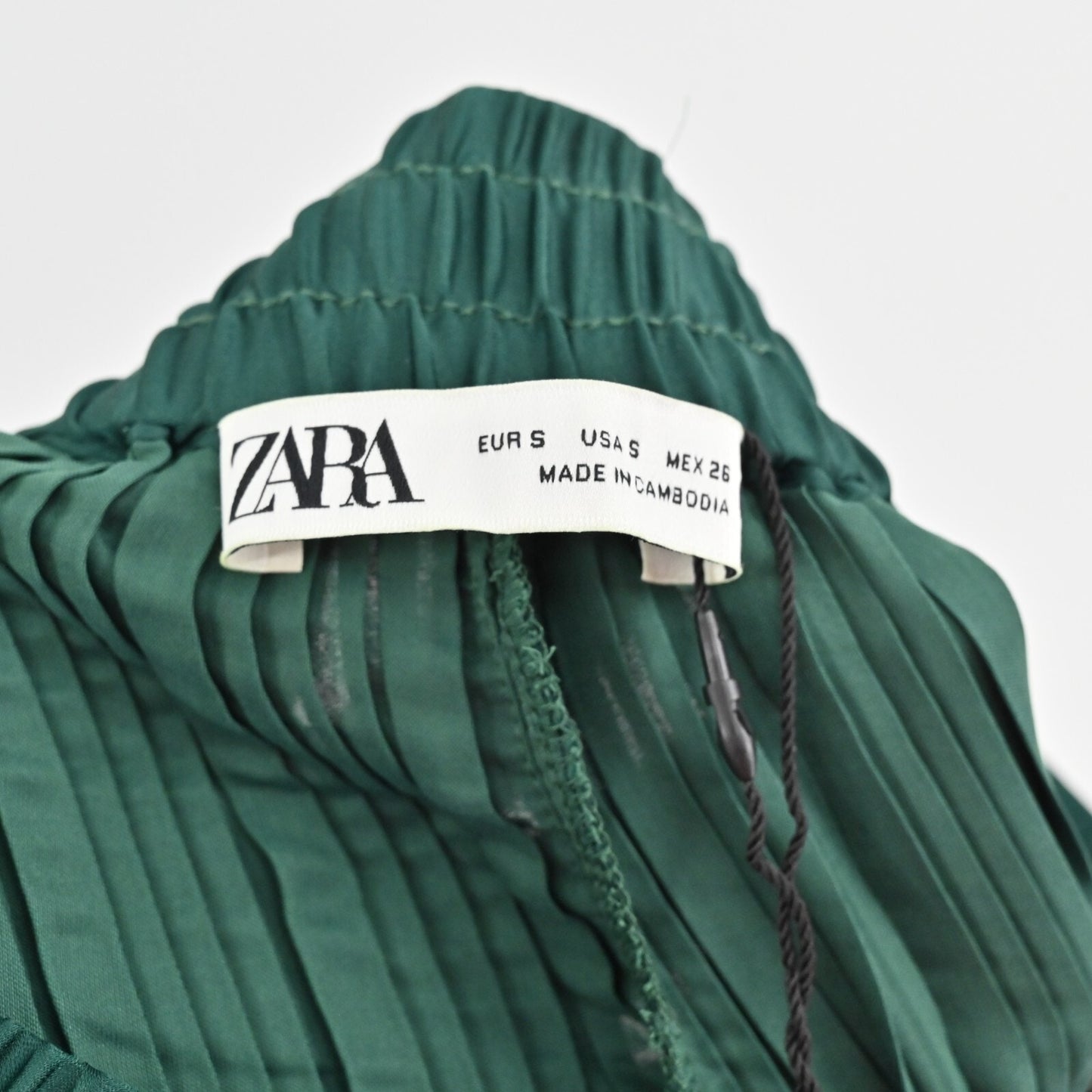 ZARA Pants Womens Size S Emerald Green Pleated Wide Leg Casual Pull On NEW