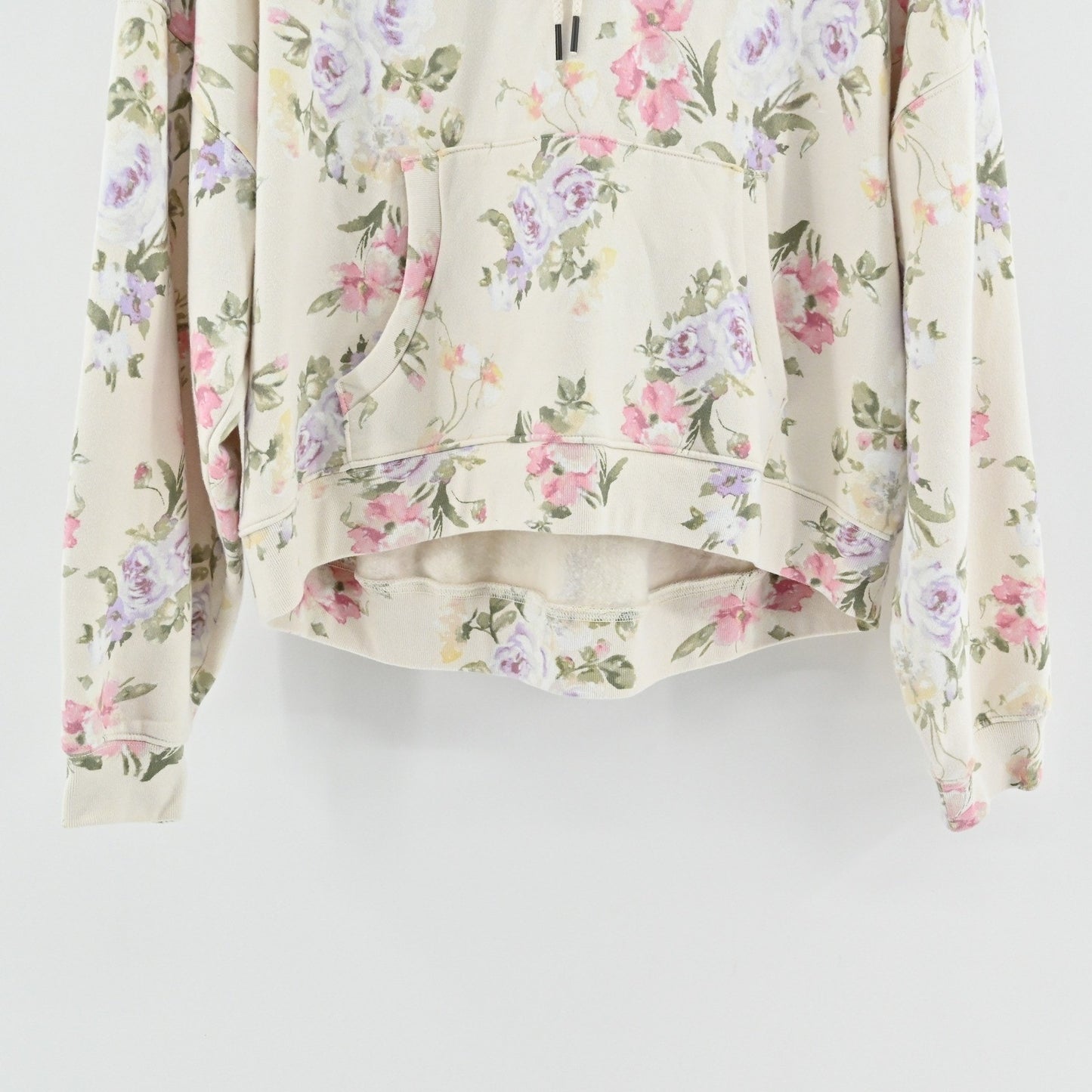 GAP LoveShackFancy Floral Hoodie Womens Size M Cropped Sweatshirt Logo Pullover
