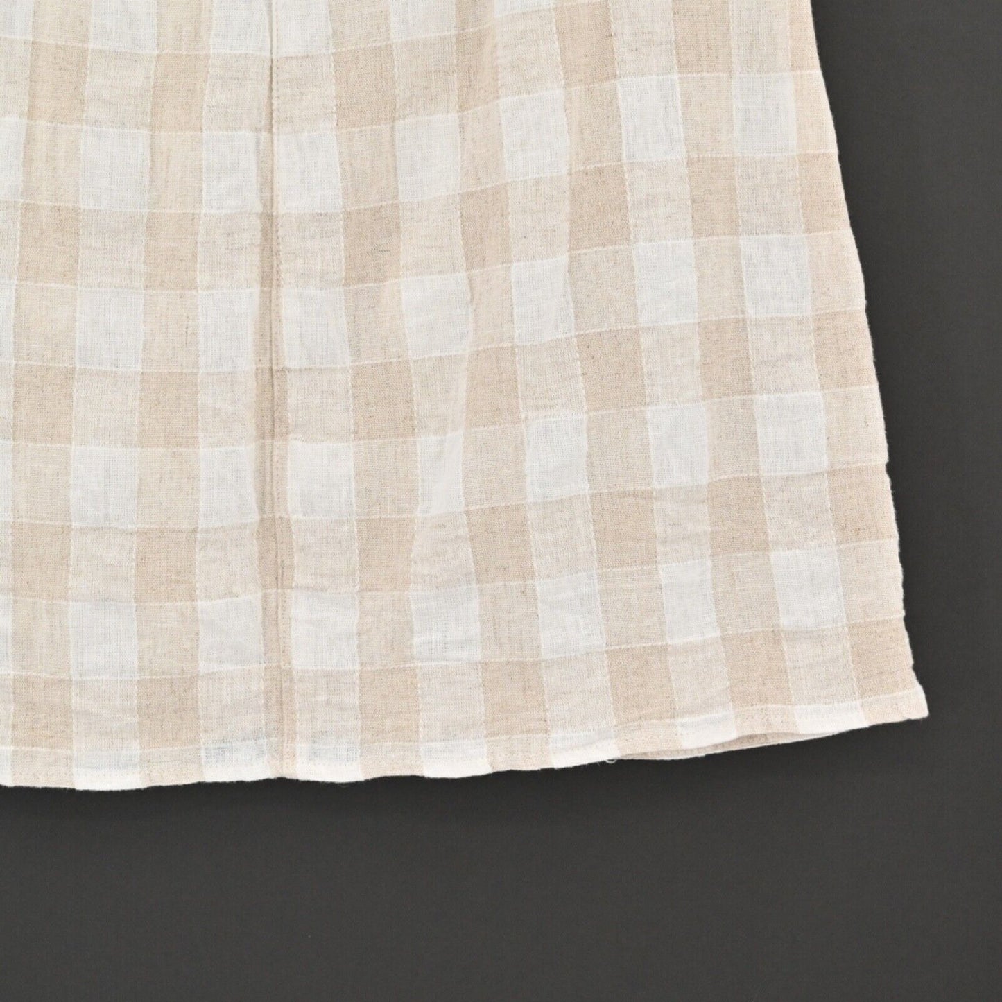 MADEWELL Skirt Womens Size 8 Tulip Hem Wrap Mini Tan Buffalo Check Linen Cotton