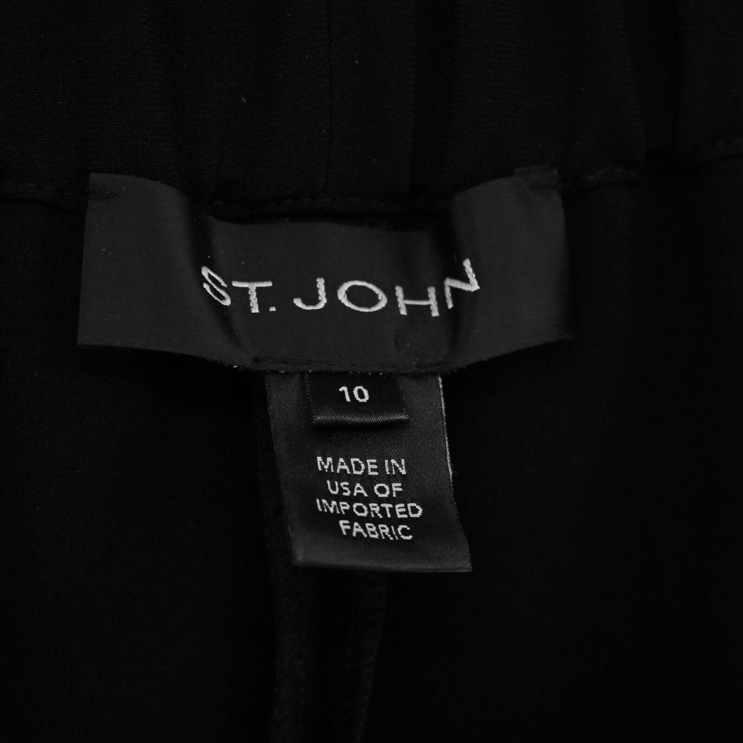 ST JOHN Pants Womens Size 10 Black Trouser Wide Leg High Rise Classic Business