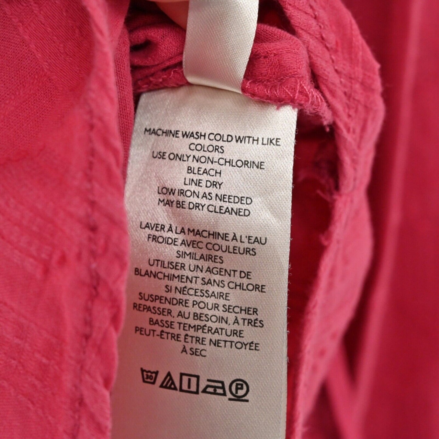 ANTHROPOLOGIE Top Womens Sz S Pink Cotton Theresa Lace Up Back Button Up PILCRO