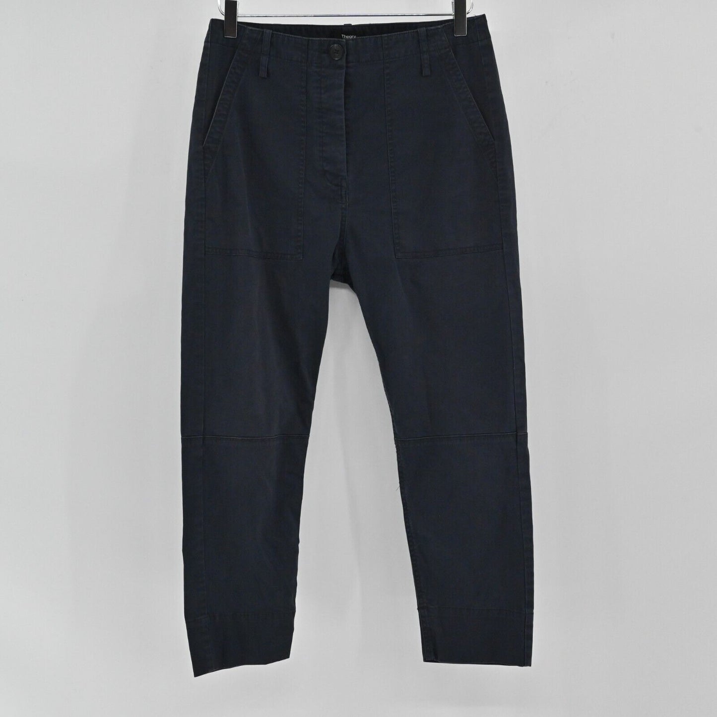 THEORY Pants Womens Size 2 Cargo Casual Twill Dark Navy Blue Ankle Cotton Spring