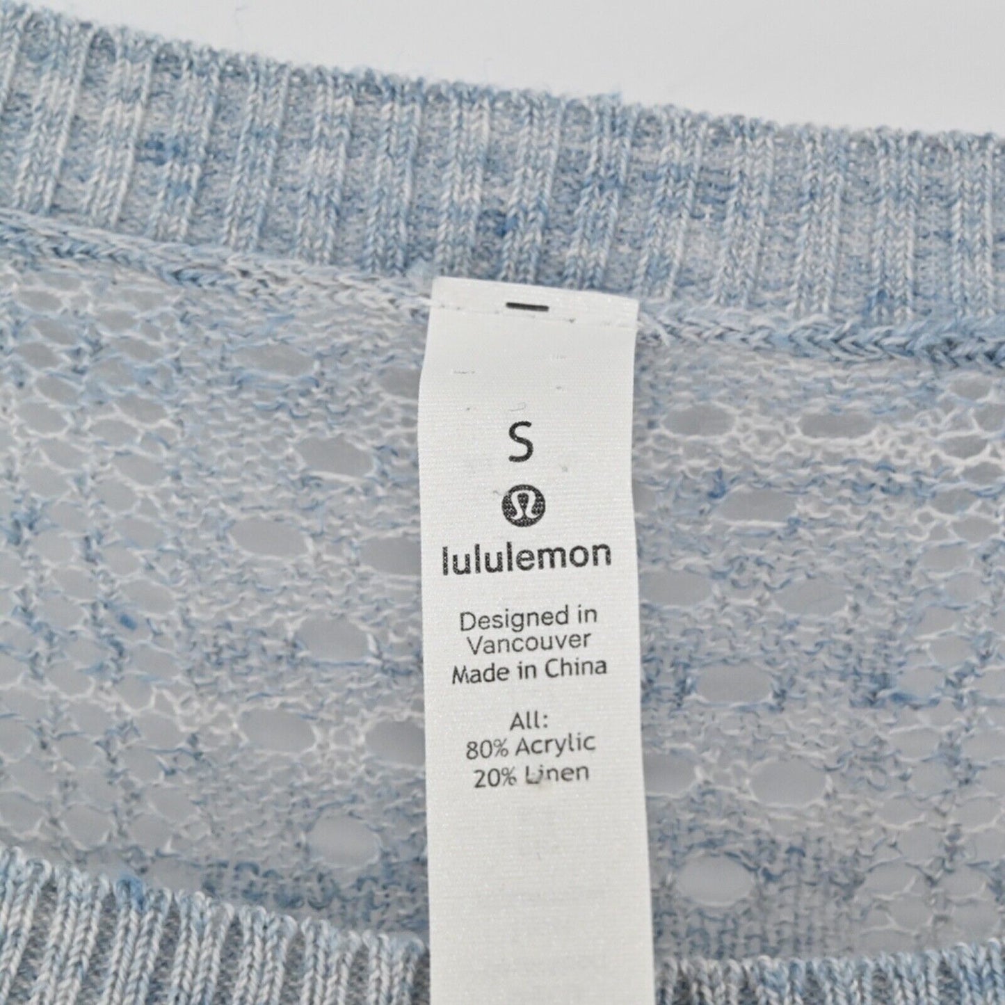 LULULEMON Top Womens Sz S Heather Blue Well Being Crew Sweater Linen Athleisure
