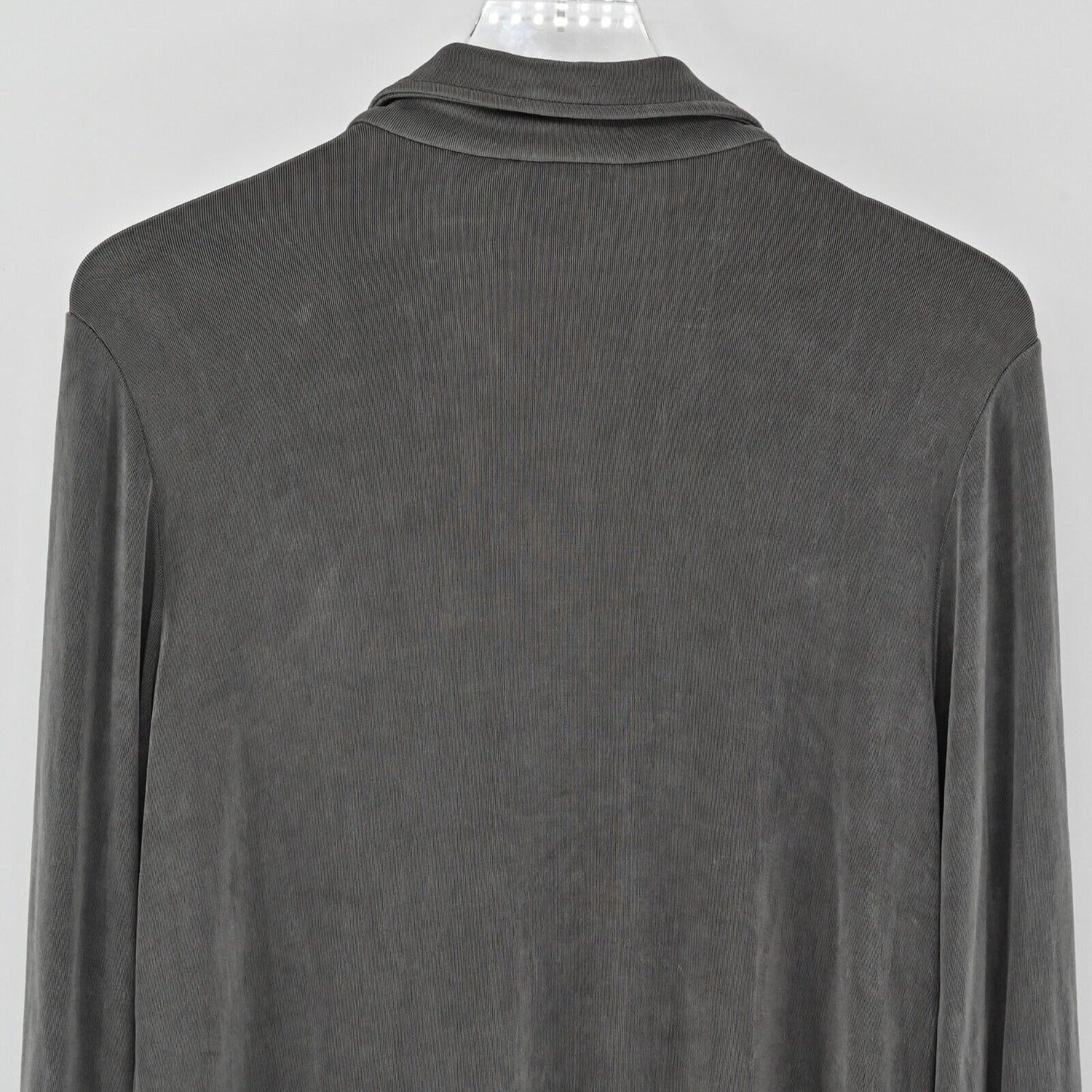 CHICOS Sweater Womens Sz M Travelers Collection Slinky Knit Jacket Grey Capsule