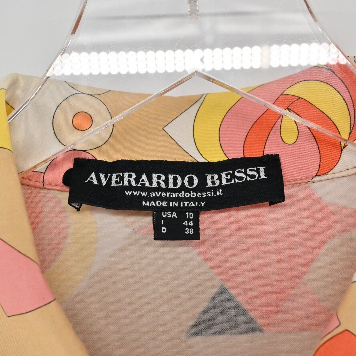 AVERARDO BESSI Jacket Womens Sz 10 Multicolor Abstract Print Button Down Pockets